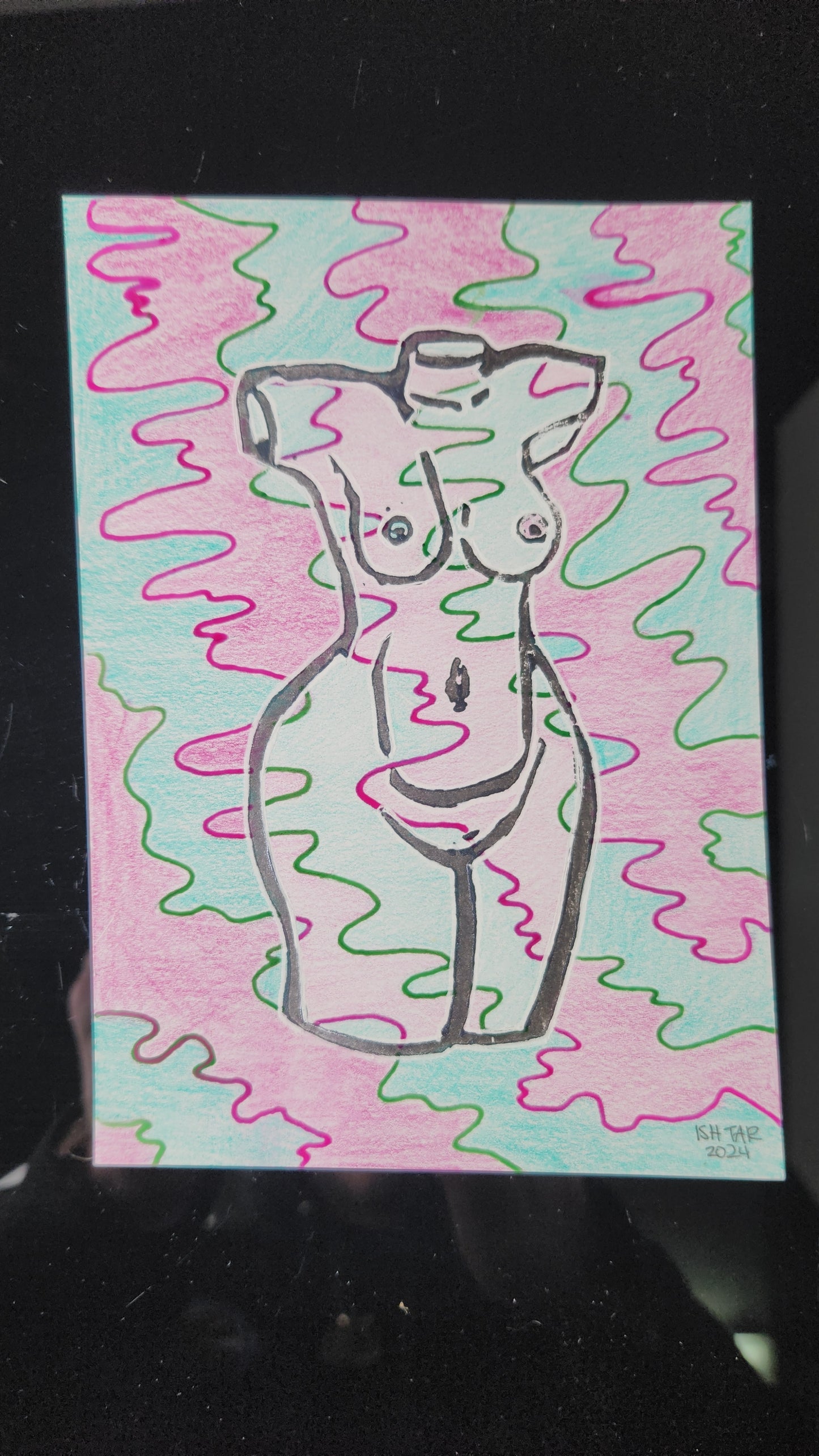 Ishtar Glass - Wigwag Painted Block Print 1/1