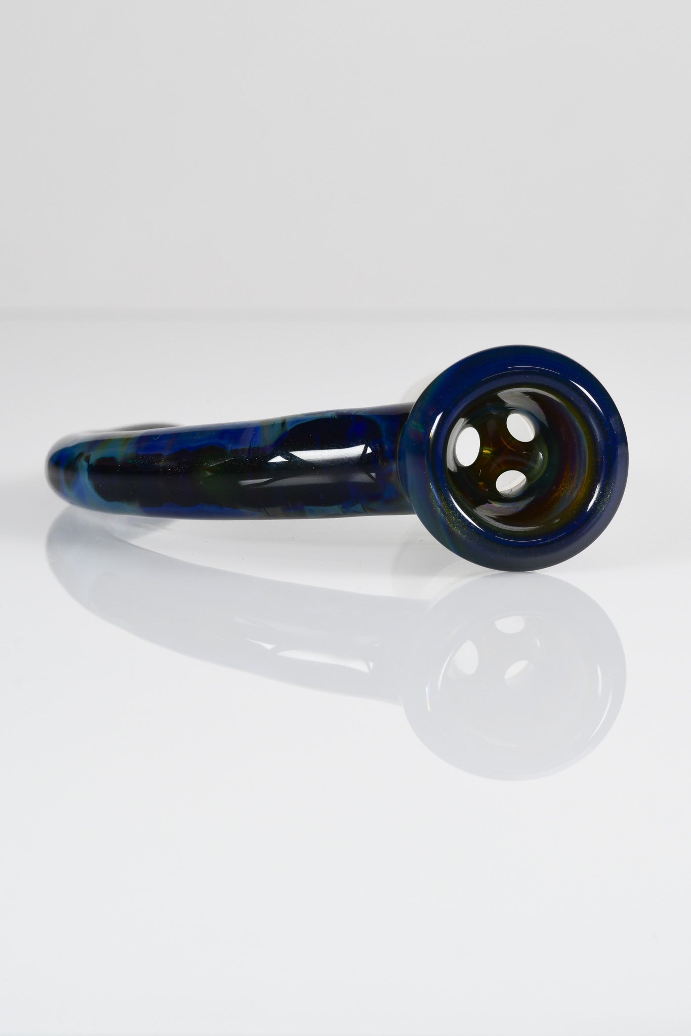 Asu Glass - 18mm 3 Hole Horn Slide - Dark Blue Amber Purple