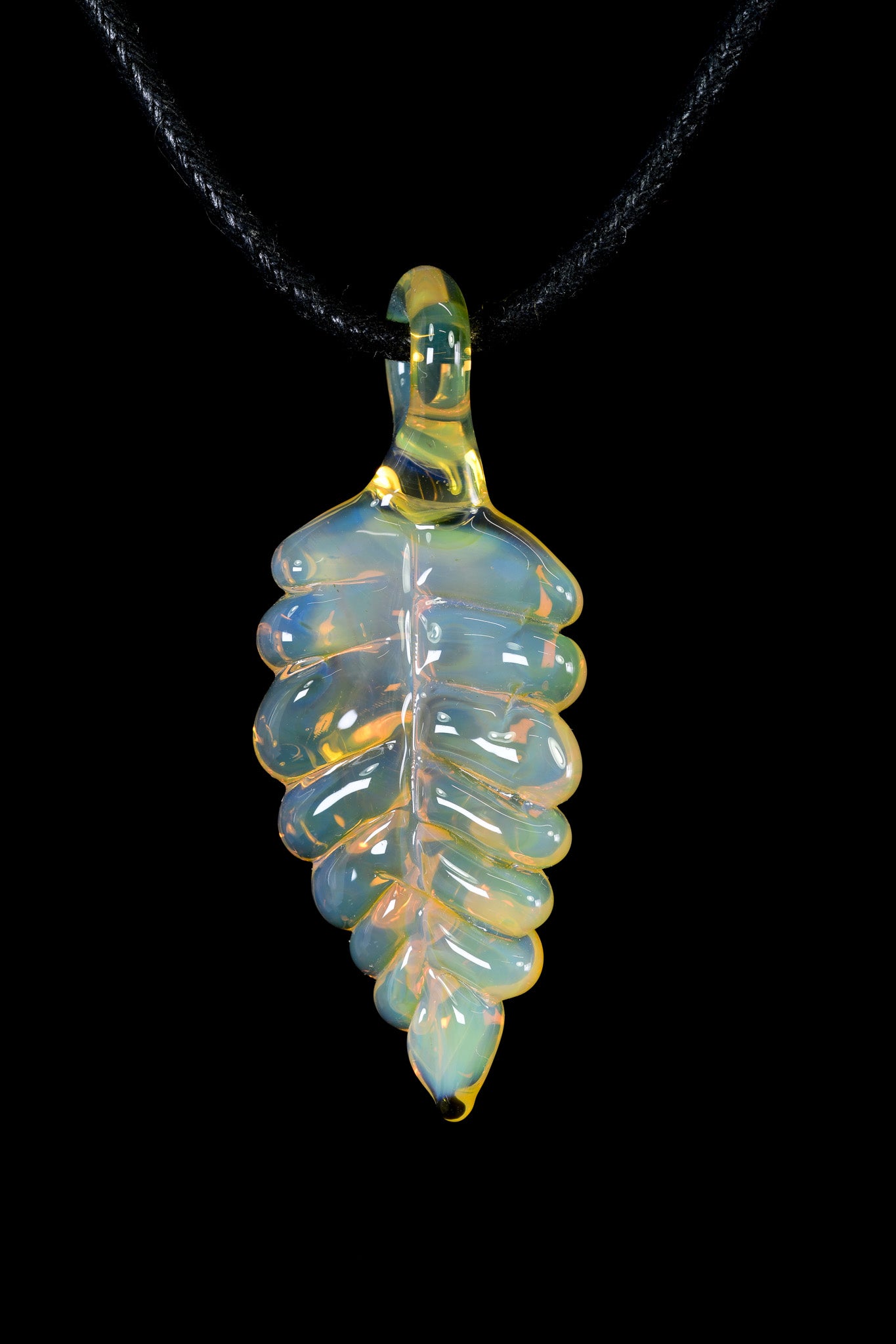 Kitty Meow Glass - Leaf Pendant - NS Yellow
