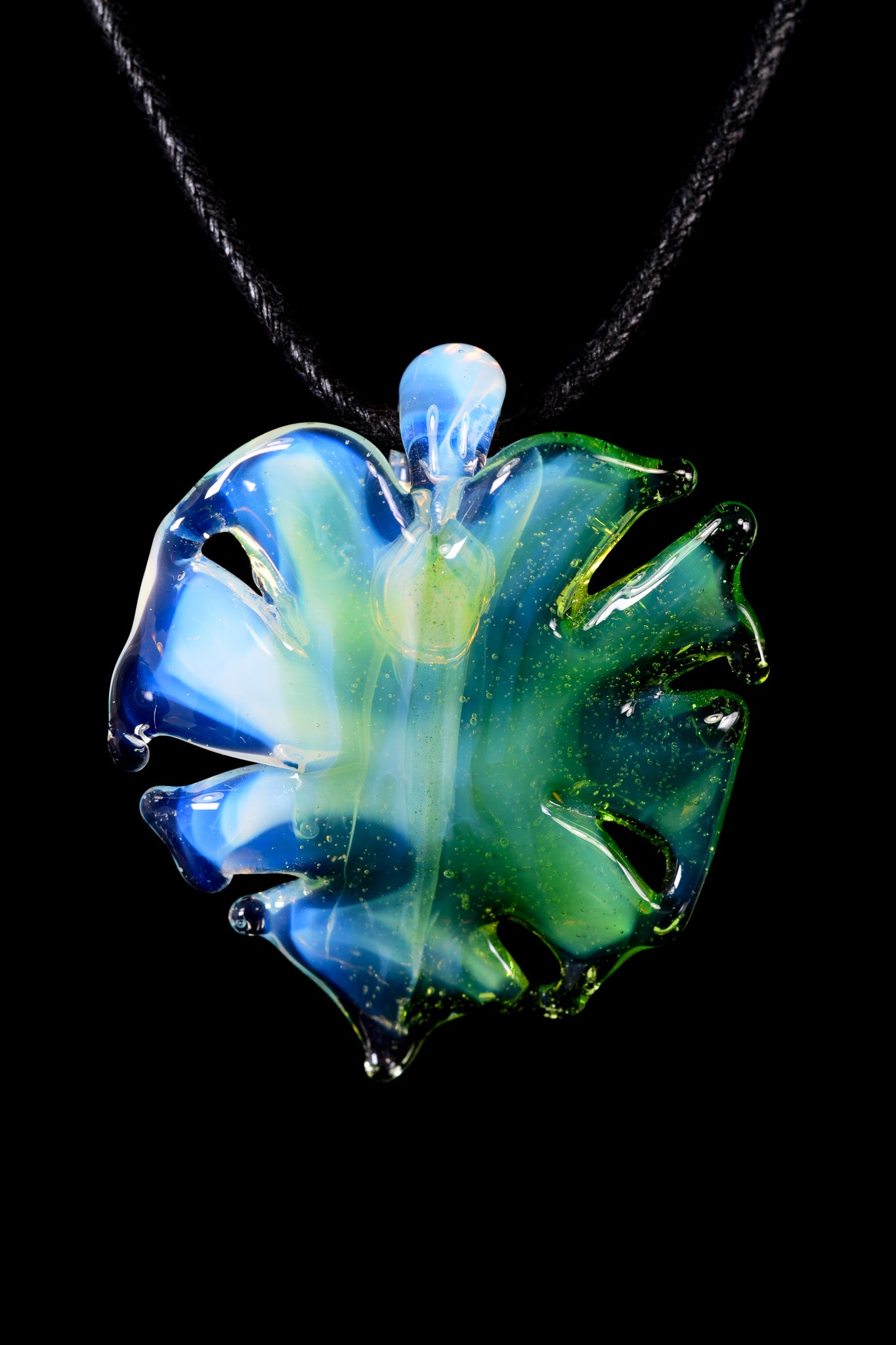 Kitty Meow Glass - Monstera Leaf Pendant