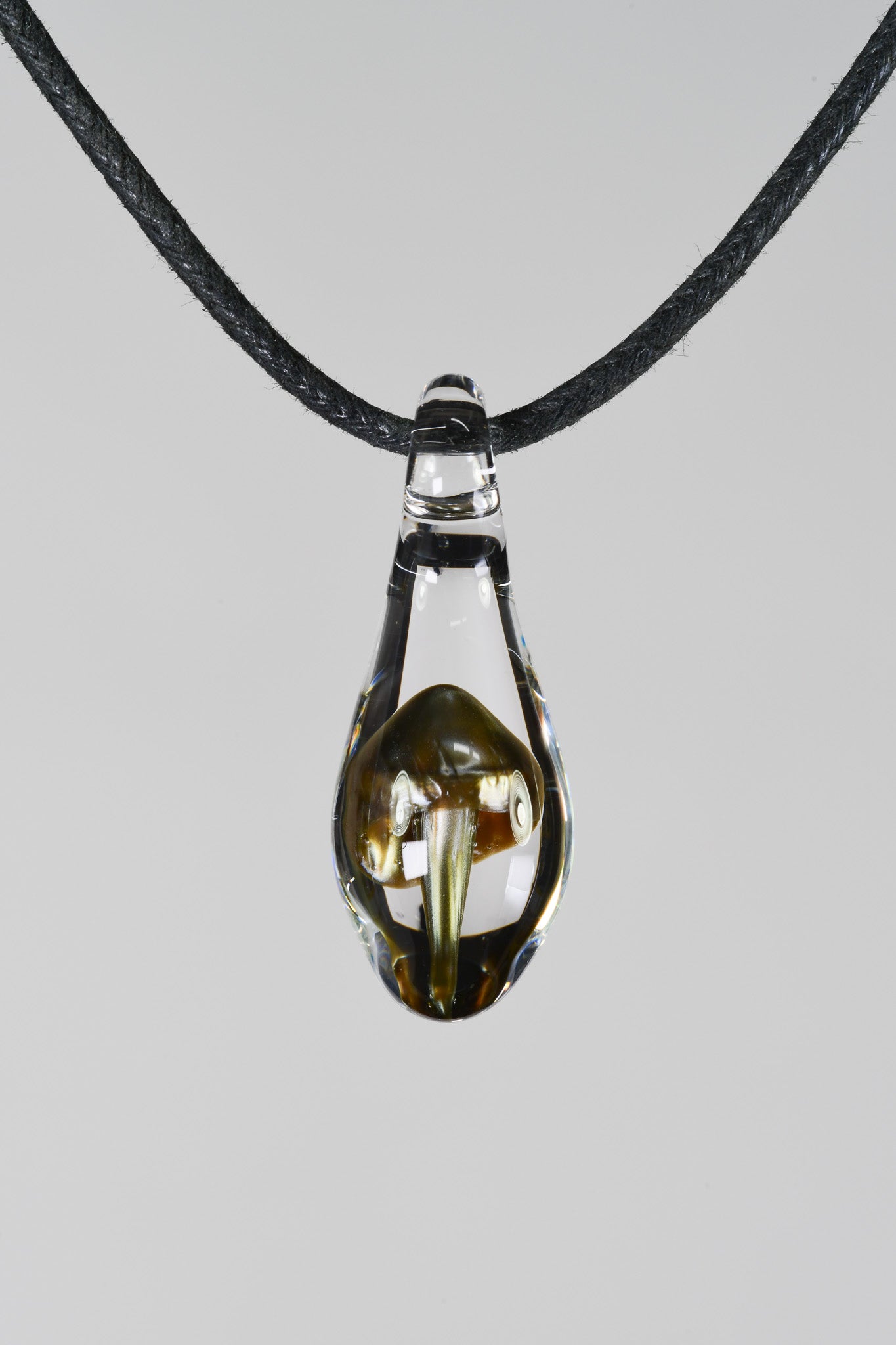Tombstoned Glass - Electrum Mushroom Pendant - 4