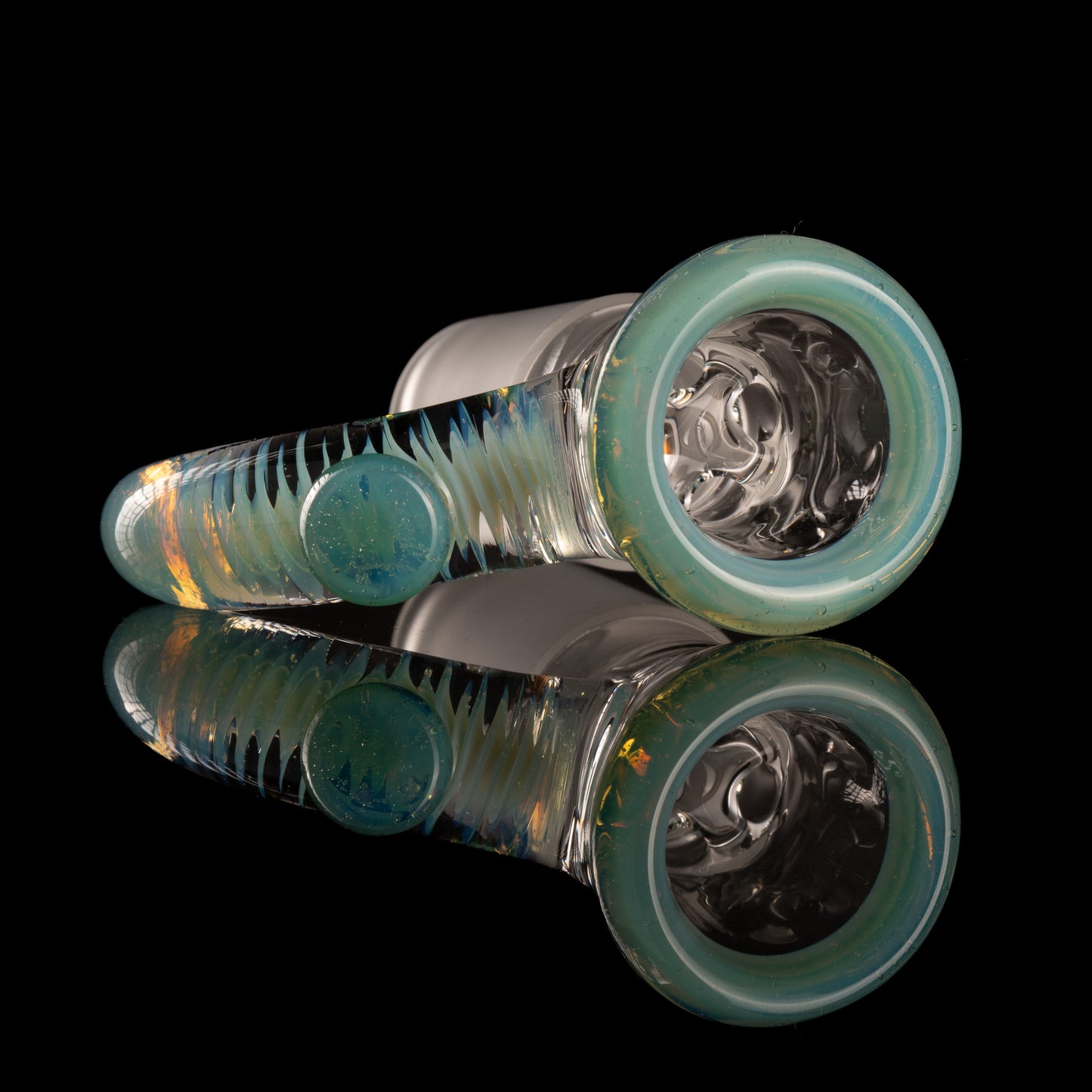 Jamms Glass - 18mm 4-Hole Clear Base w/ Colour and Lip Handle - Aguamania