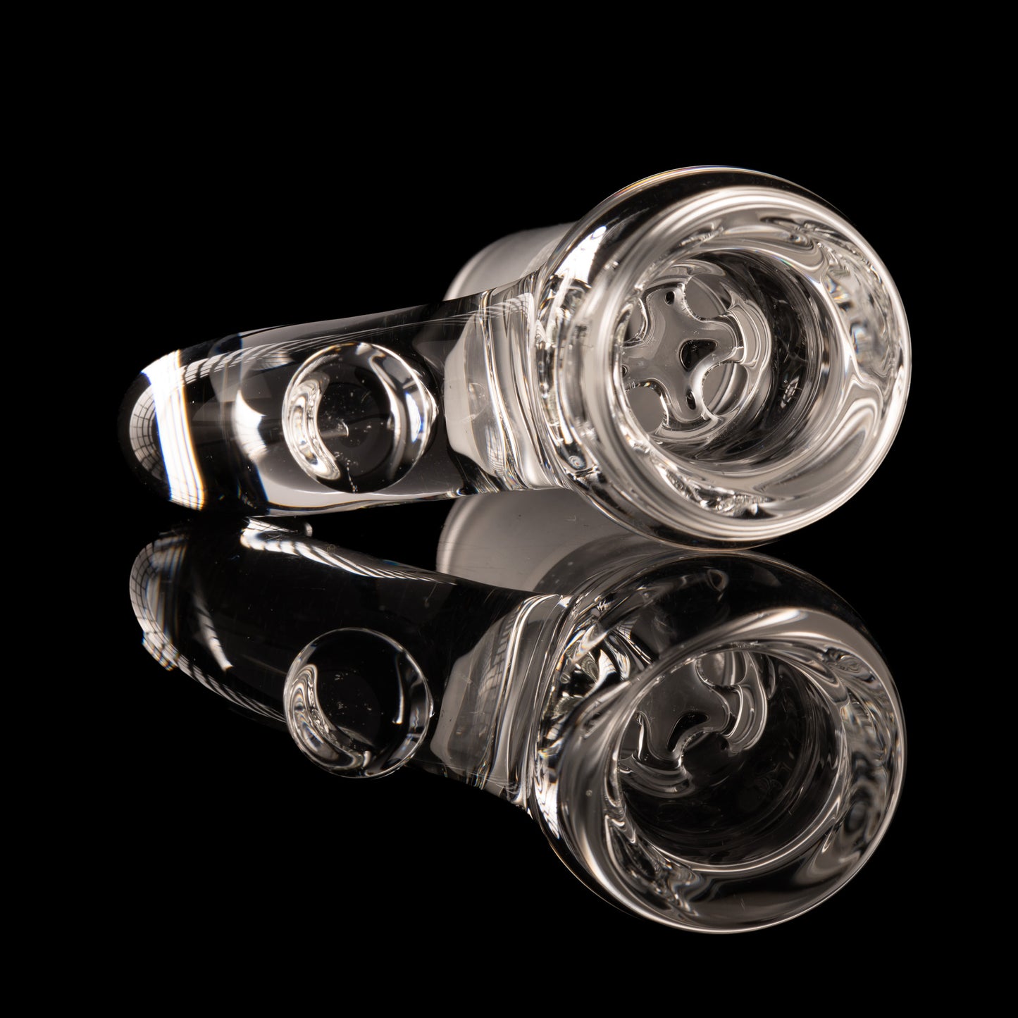 Jamms Glass - 18mm 4-Hole Clear Lathe Shaped Slide