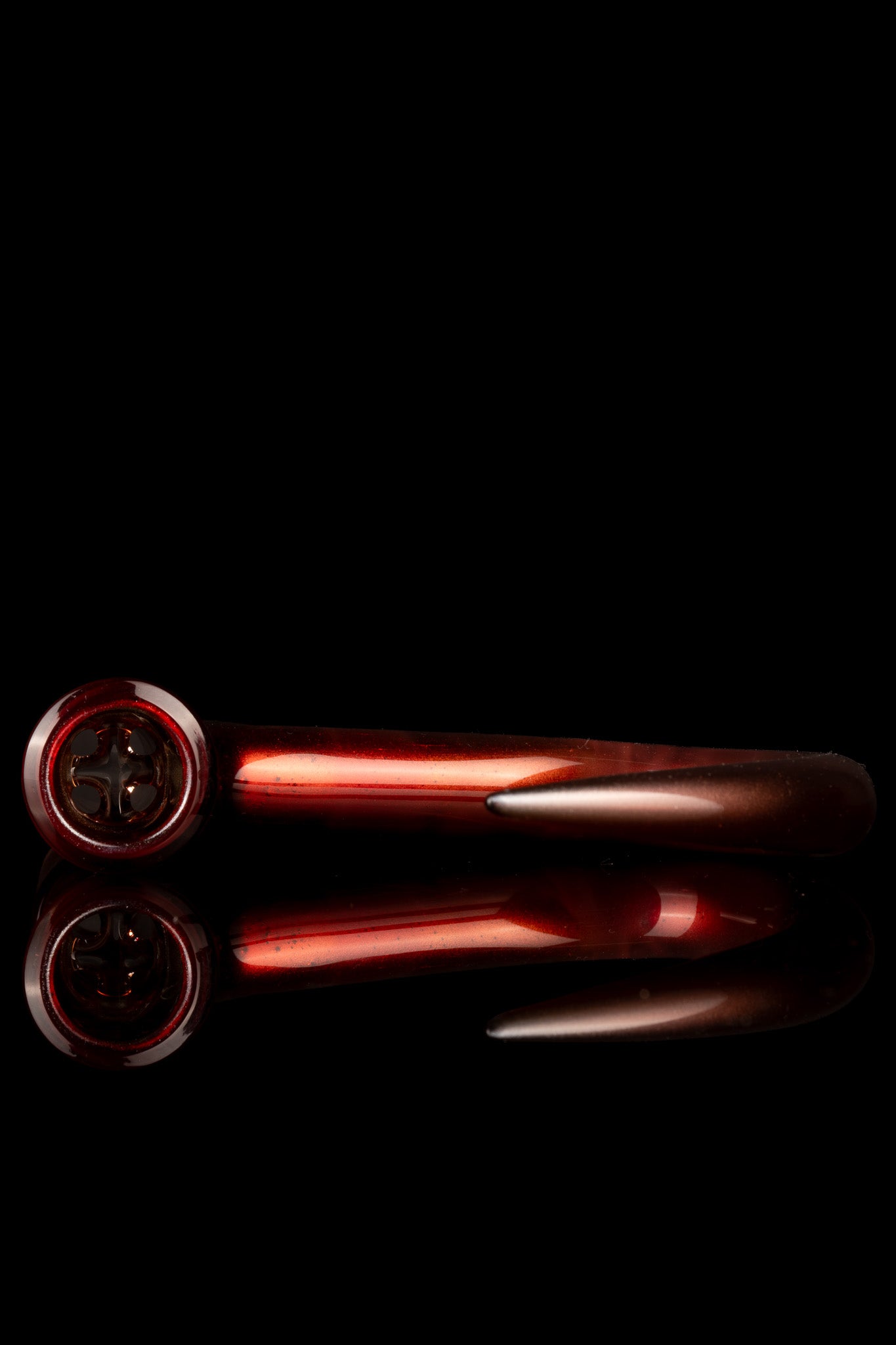 Thill Glassworks - 18mm 4 Hole 2 Tone Slide Set w/poker & Bead - Dragon's Blood Over Electrum