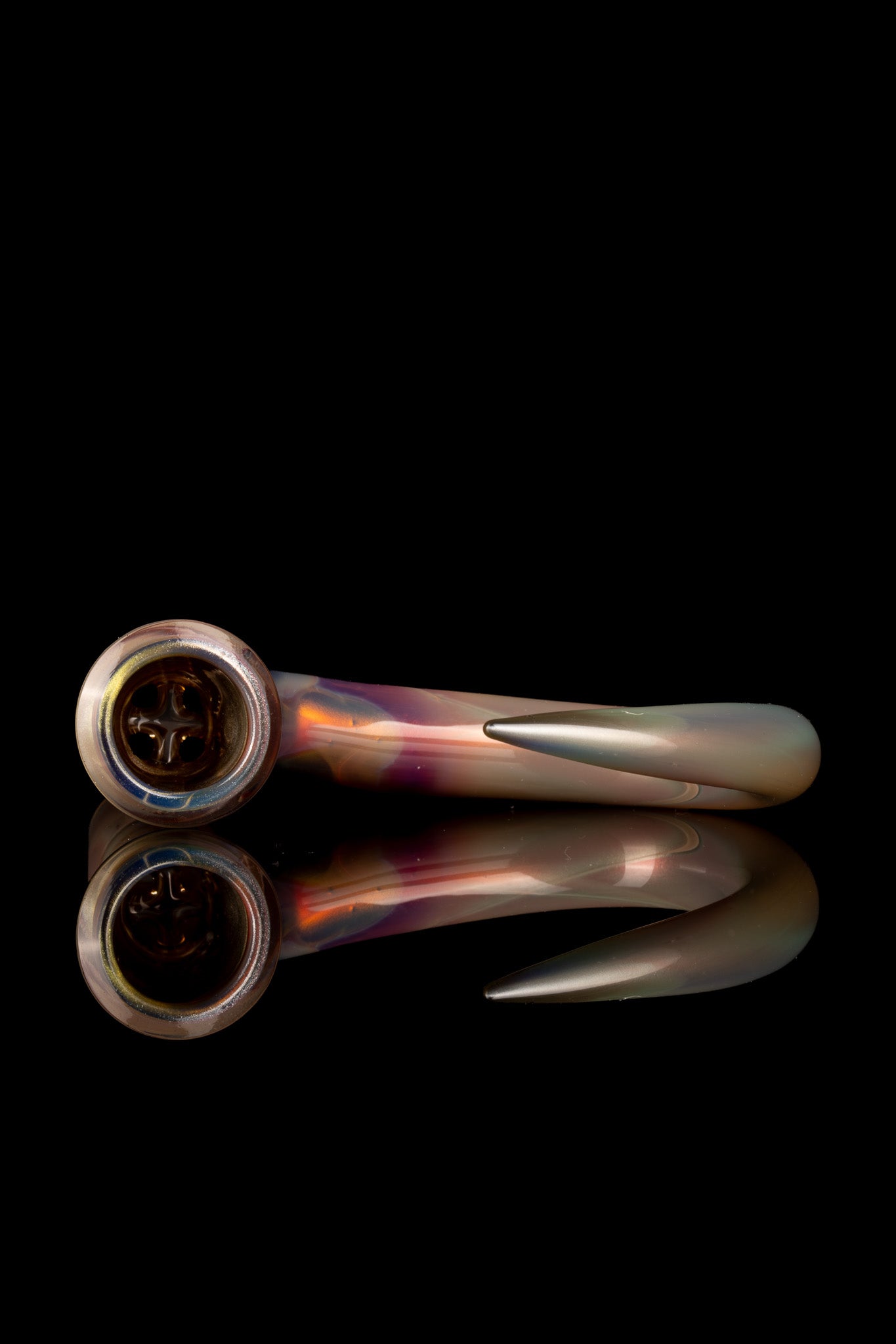 Thill Glassworks - 18mm 4 Hole 2 Tone Slide Set w/poker & Bead - Purple Rainbow Over Electrum