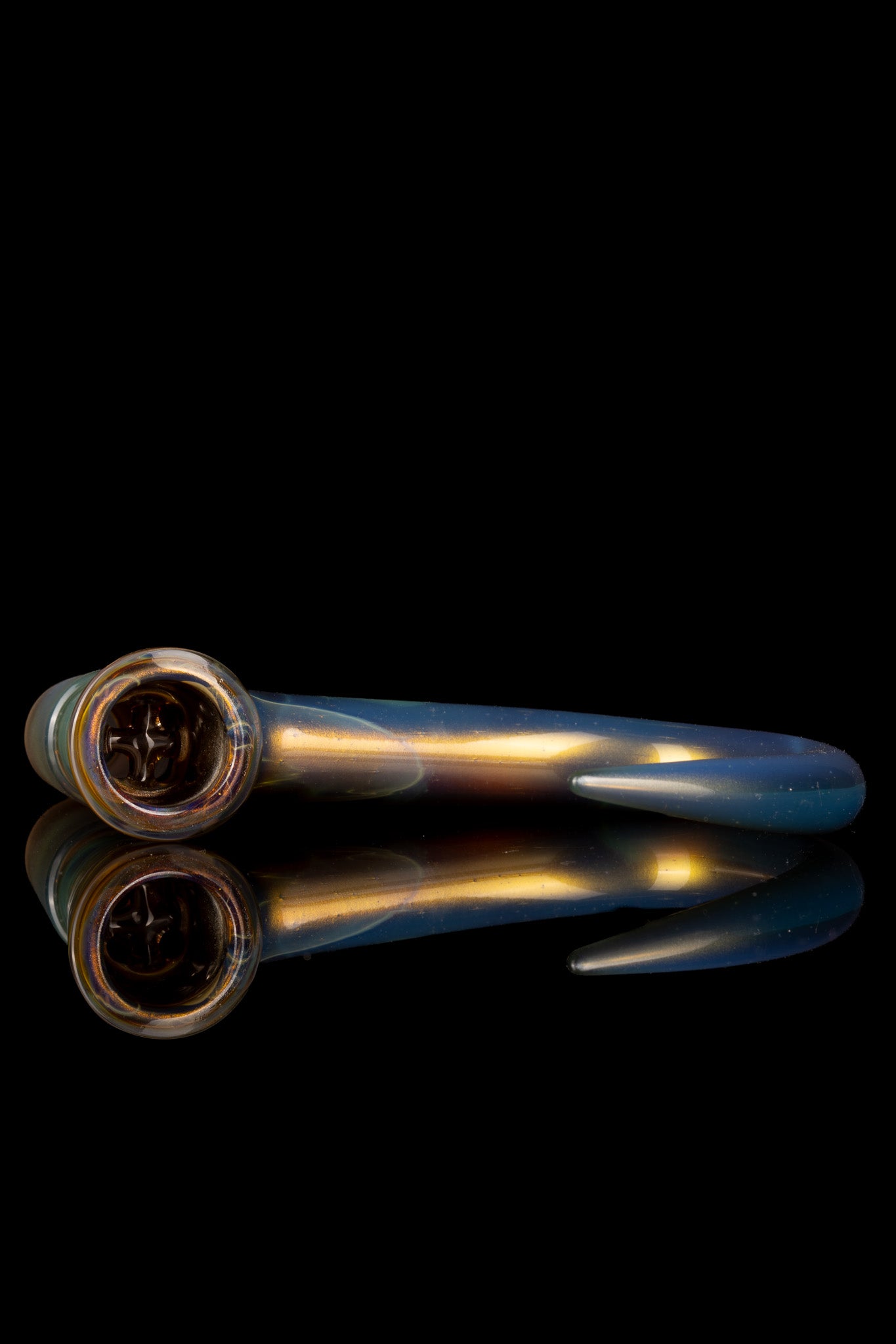 Thill Glassworks - 18mm 4 Hole 2 Tone Slide Set w/poker & Bead - Yellow Elvis Over Electrum