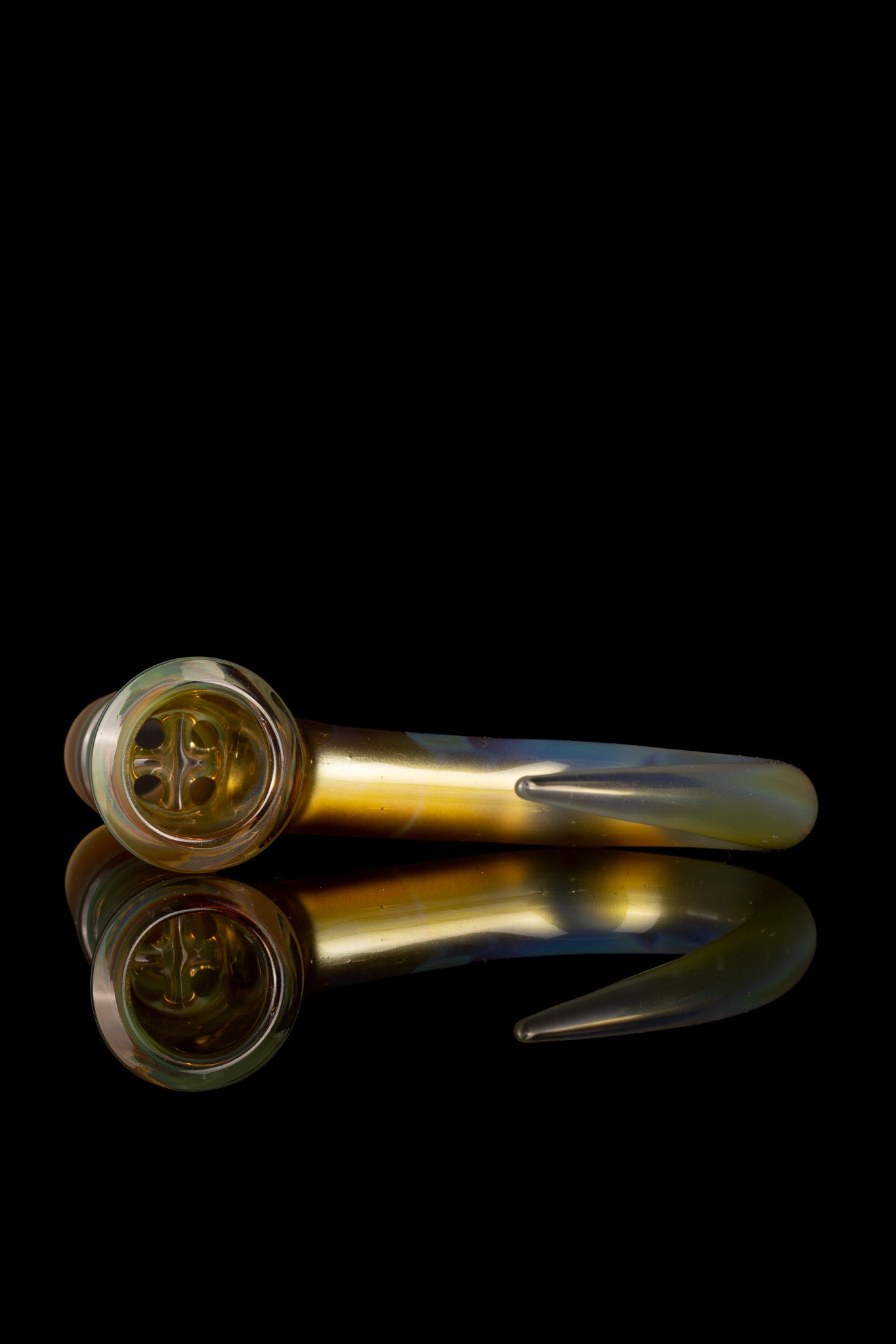 Thill Glassworks - 18mm 4 Hole 2 Tone Slide Set w/poker & Bead - Amber Purple Over Electrum - 2