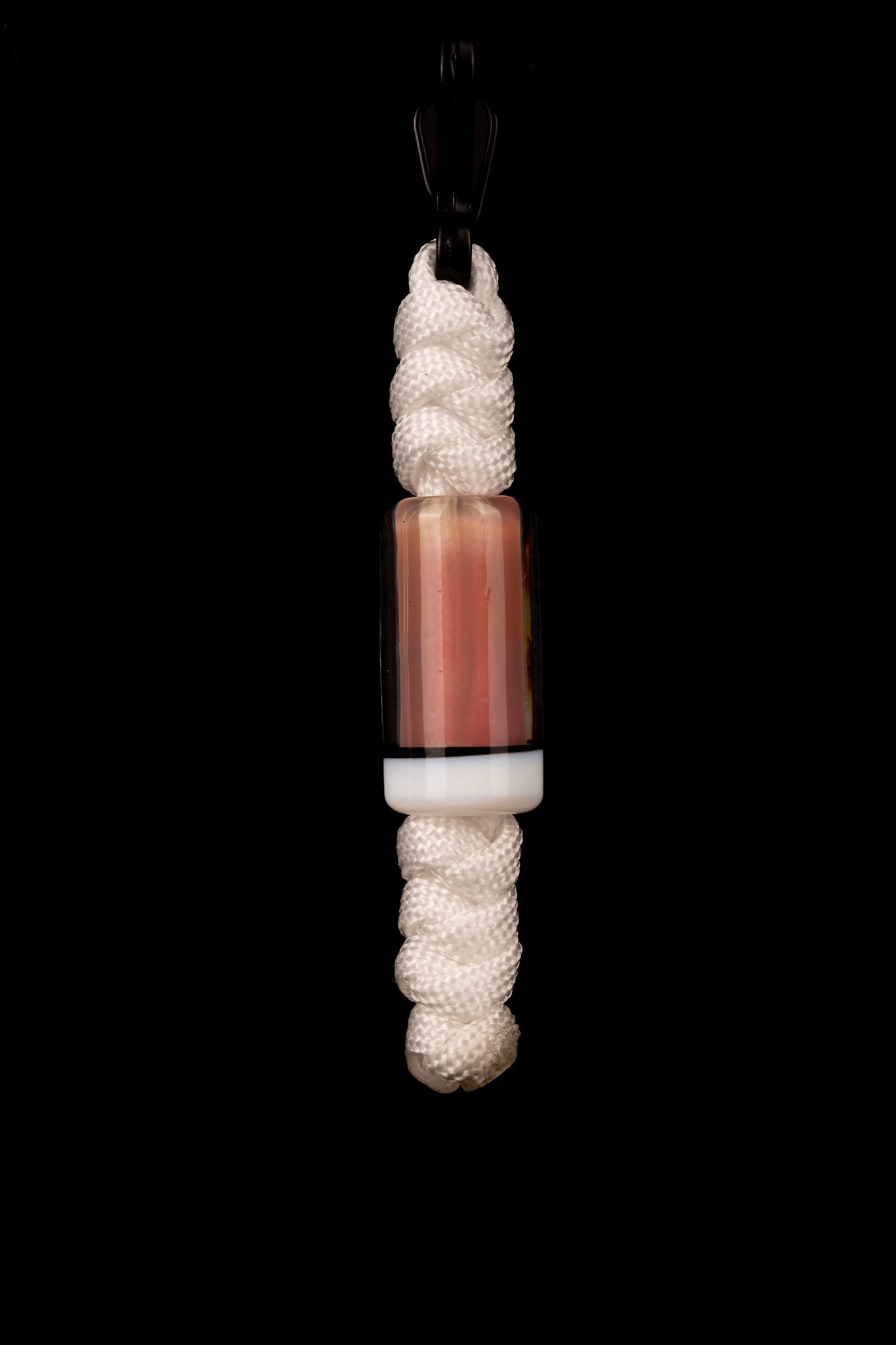 Thill Glassworks - Keychain Bead - Purple Rainbow Over Electrum/Lotus White