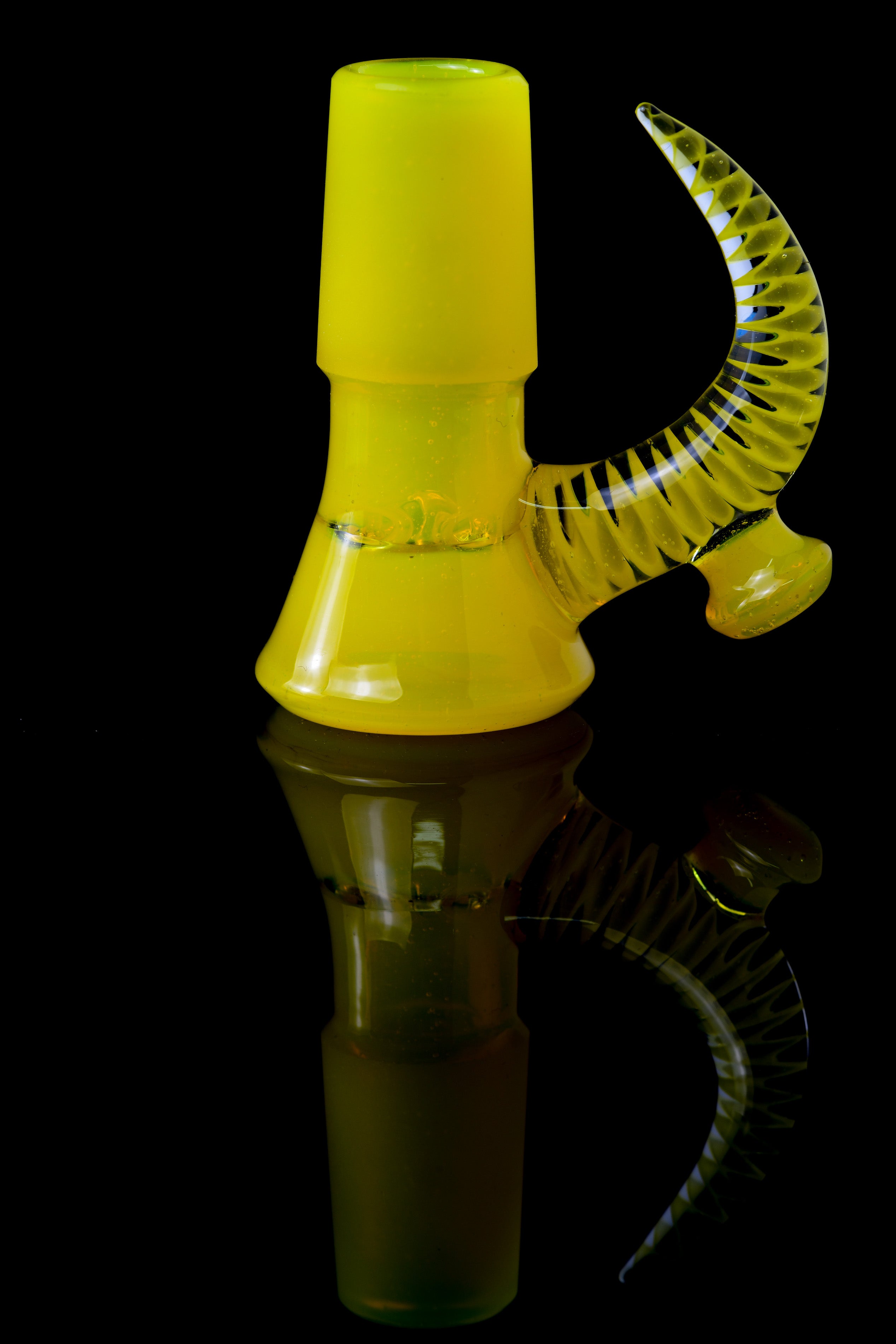 Jamms Glass - 18mm 4 Hole Fully Worked Slide W/ Cane Handle - Lemon Slyme