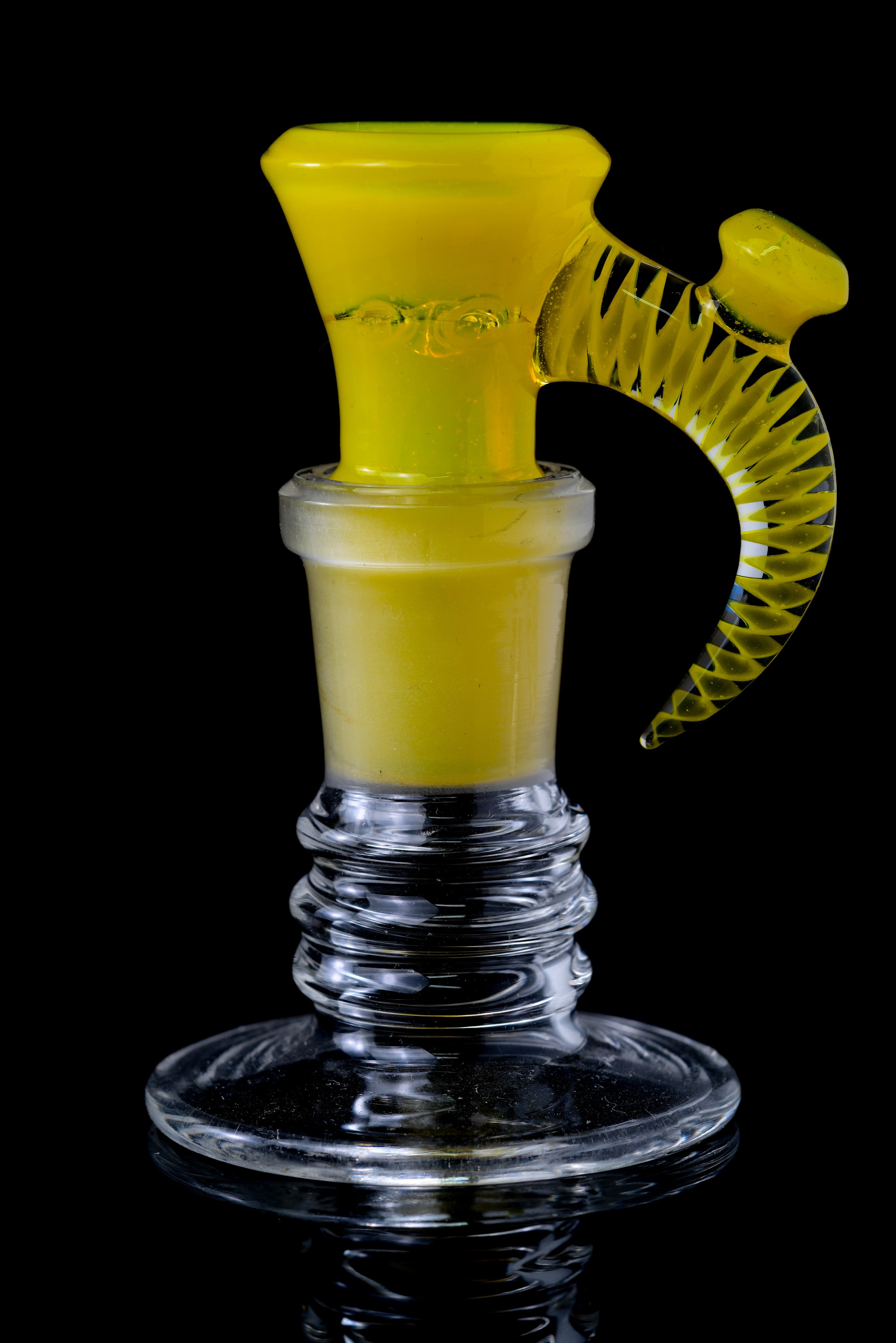 Jamms Glass - 18mm 4 Hole Fully Worked Slide W/ Cane Handle - Lemon Slyme