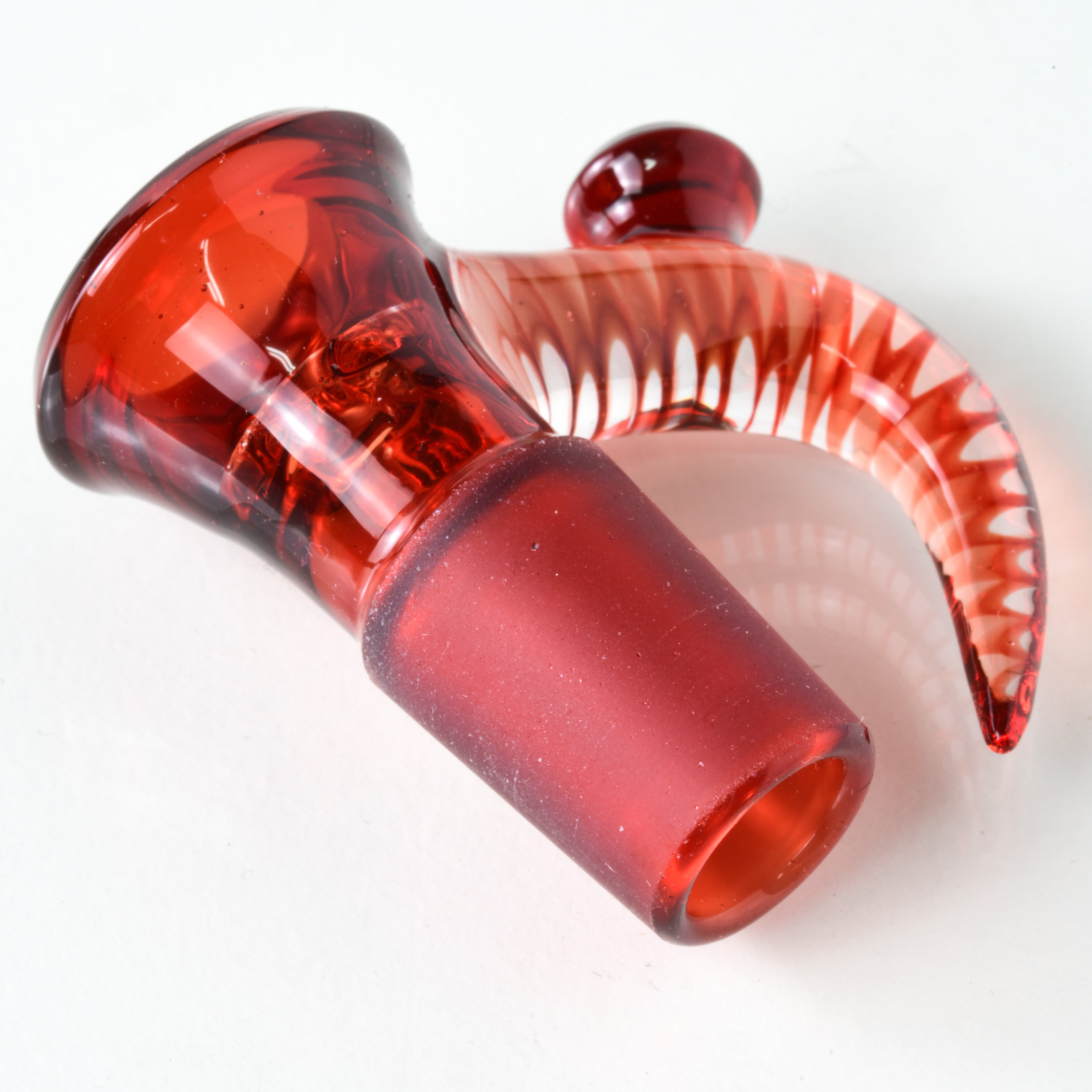 Jamms Glass - 18mm 4 Hole Fully Worked Slide W/ Cane Handle - Pomegranate