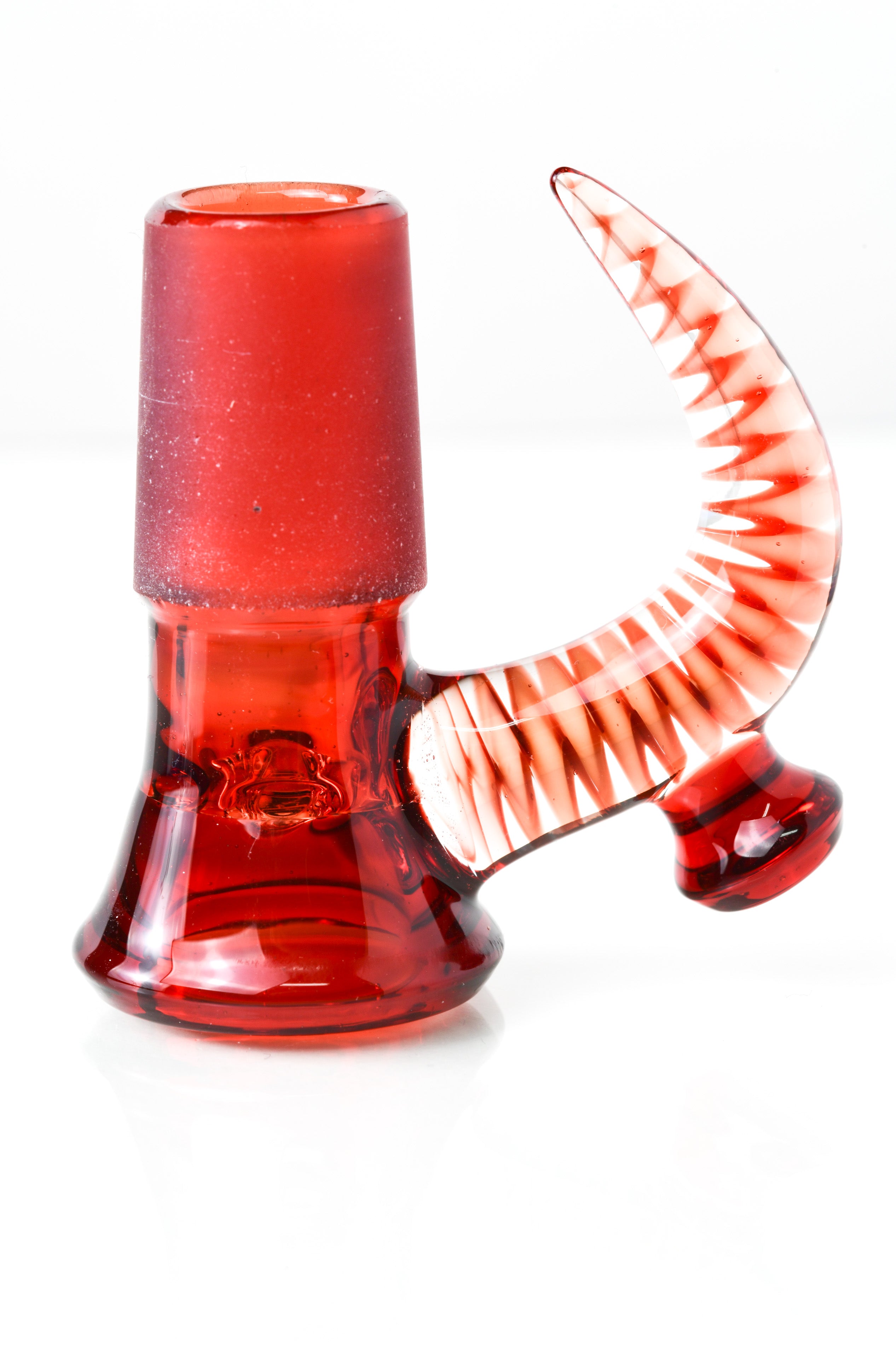 Jamms Glass - 18mm 4 Hole Fully Worked Slide W/ Cane Handle - Pomegranate