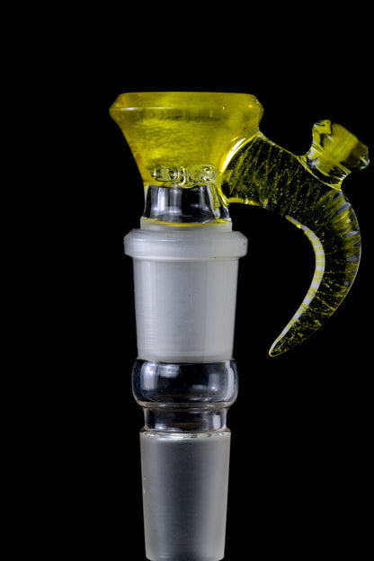 Jamms Glass - 18mm 4 Hole Single Colour Slide W/ Cane Handle - Pineapple Juice Over Icy White Satin