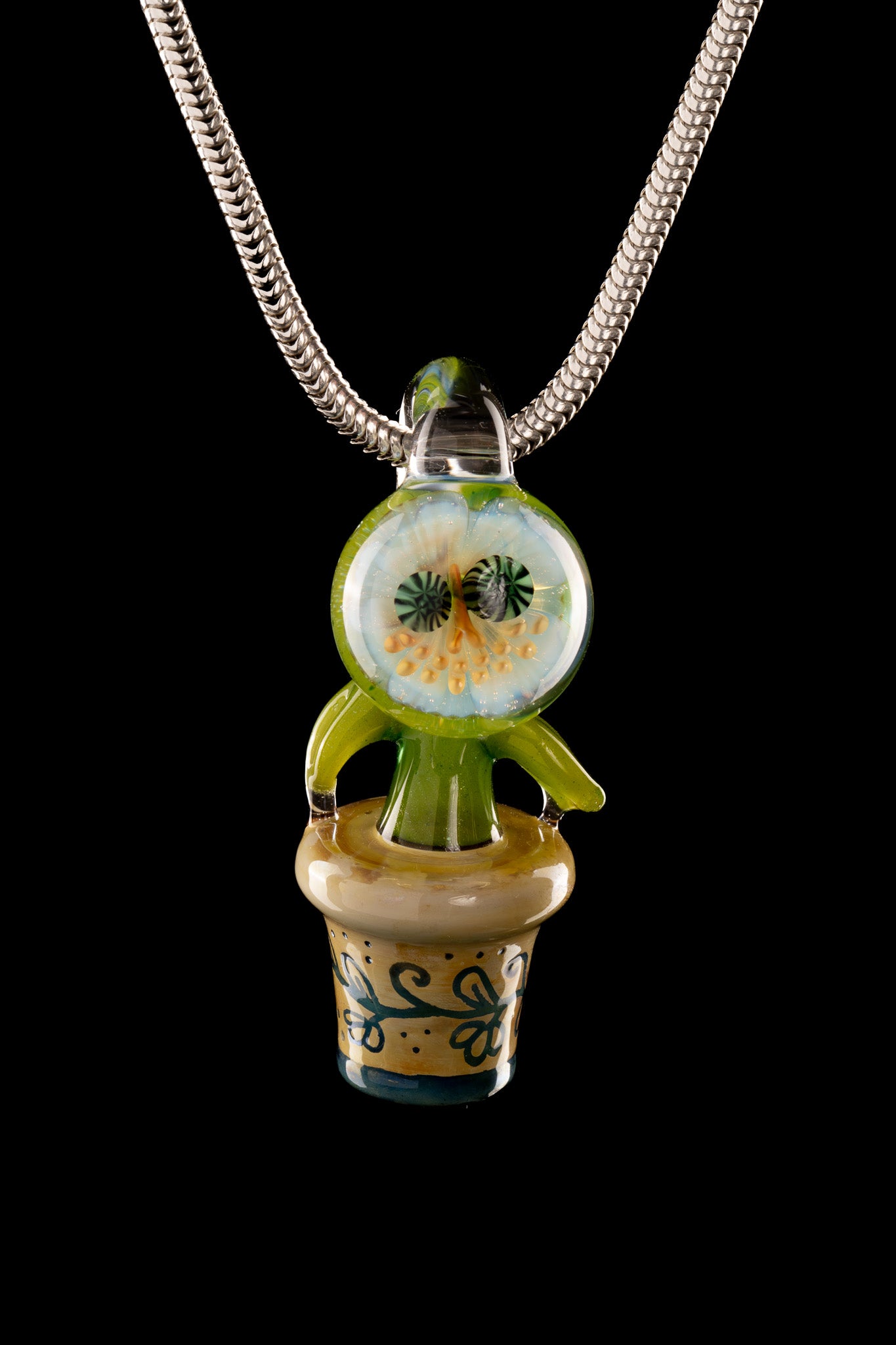 Evan Cals Glass Art - Flower Pot Pendant - 2