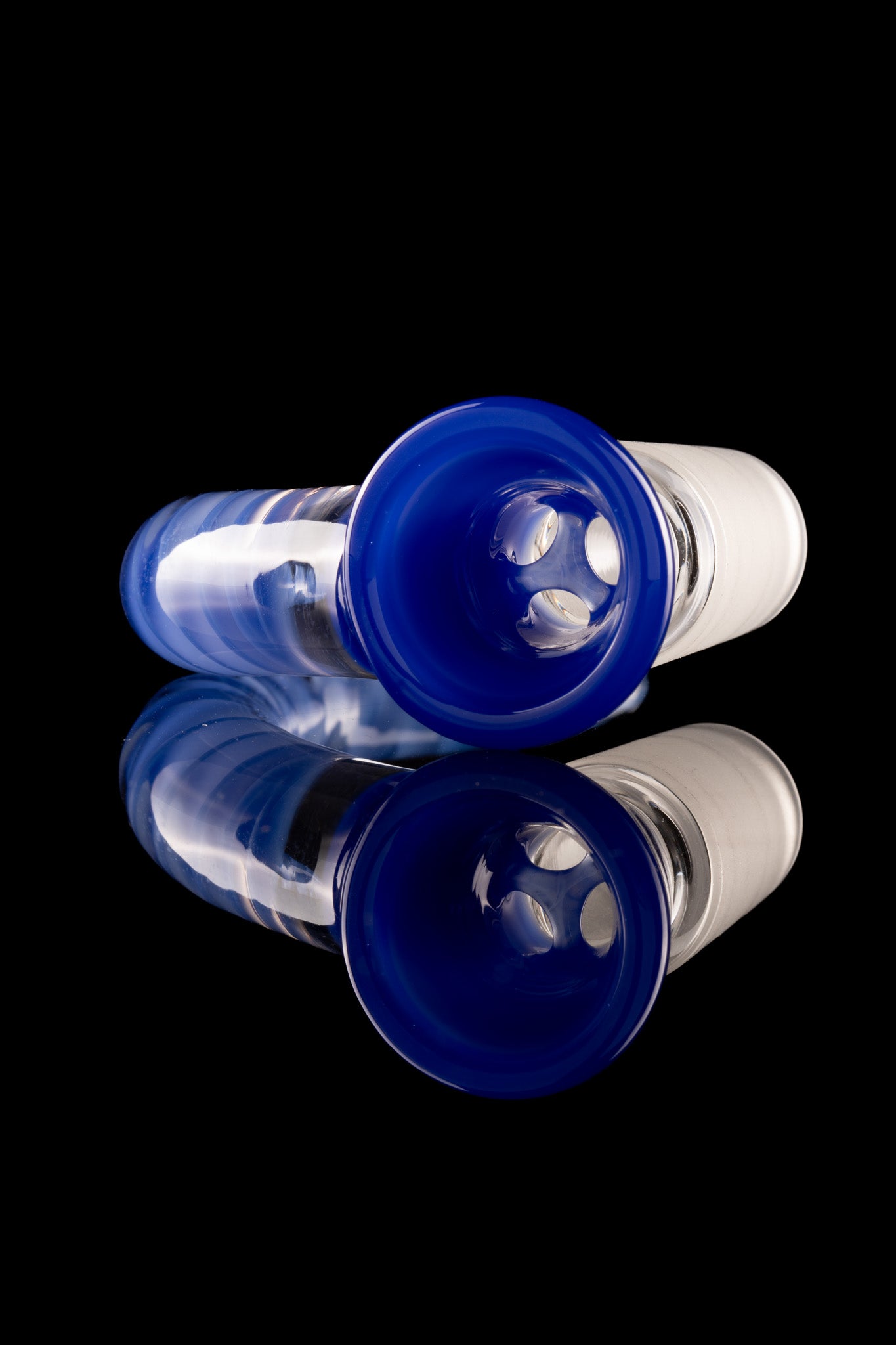 Asu Glass - 18mm 3-Hole Accented Zanfirico Horn Slide - Blue Cheese