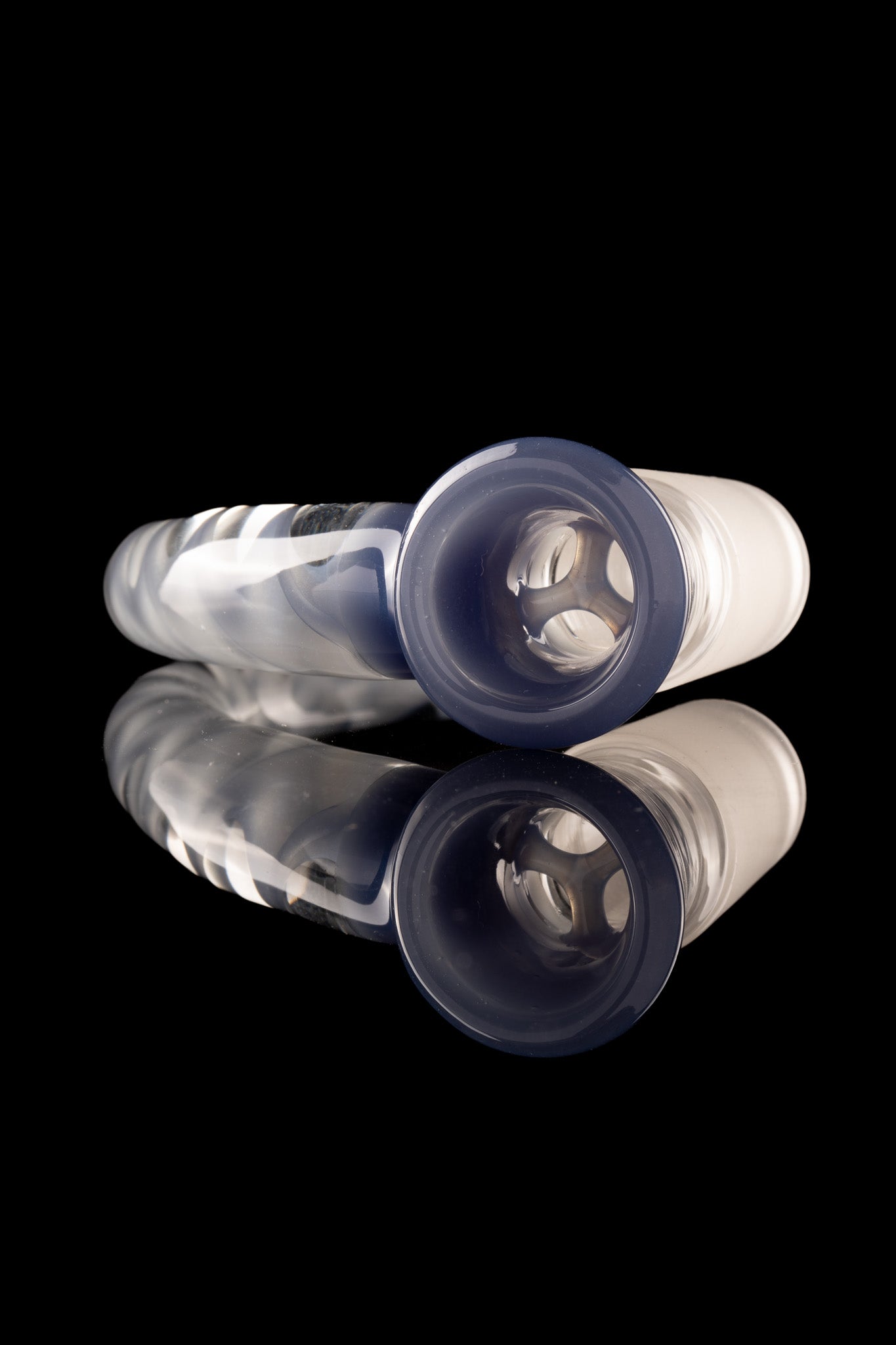 Asu Glass - 18mm 3-Hole Accented Zanfirico Horn Slide - Blue Hulk (CFL)