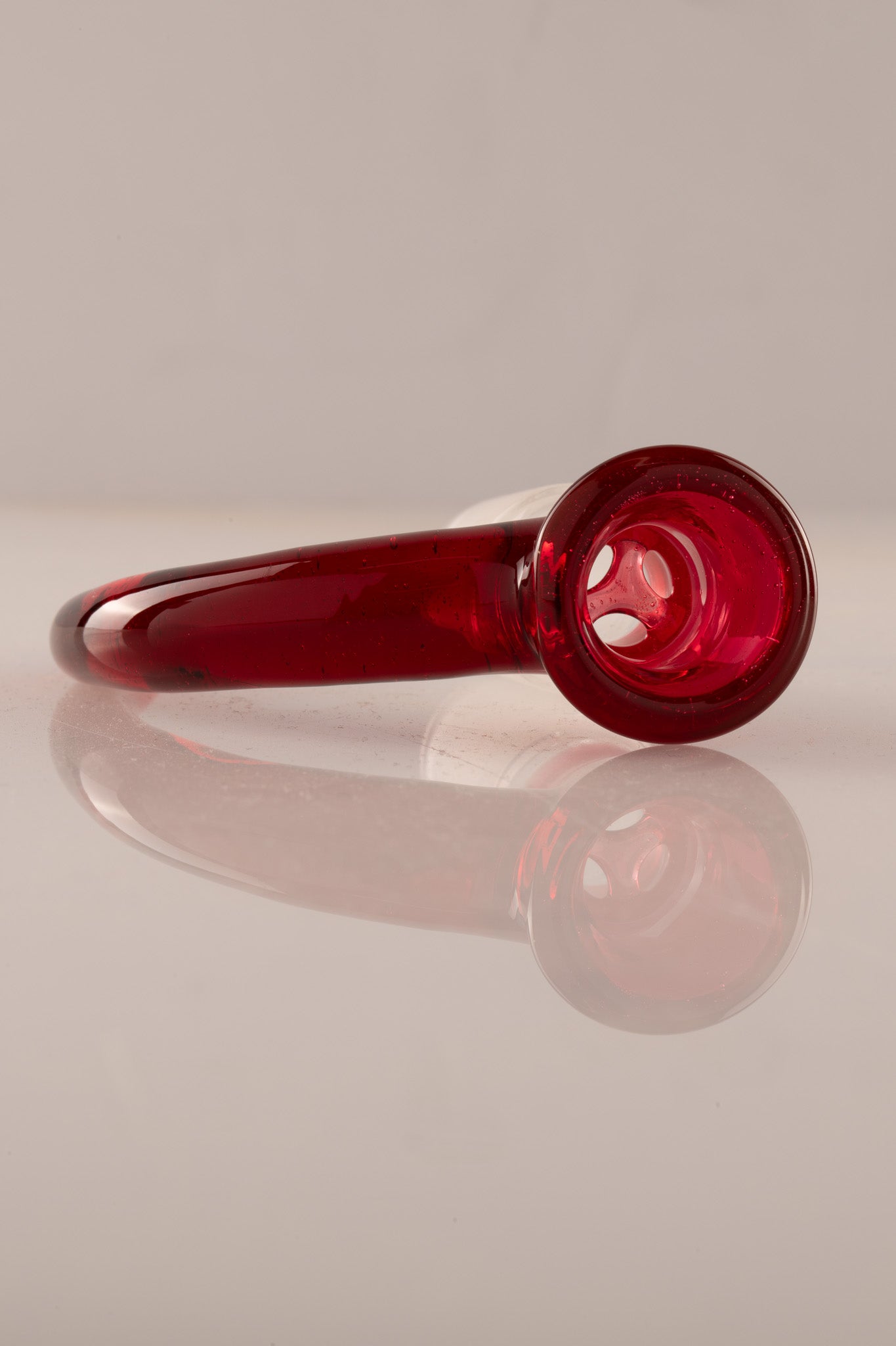 Asu Glass - 18mm 3-Hole Accented Horn Slide - Pomegranate