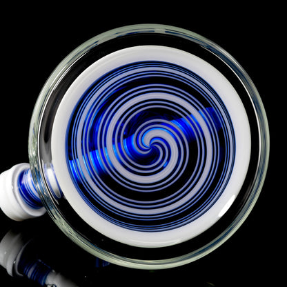 Full Zirkl Glass - Blue & White Line Worked Ball Beaker