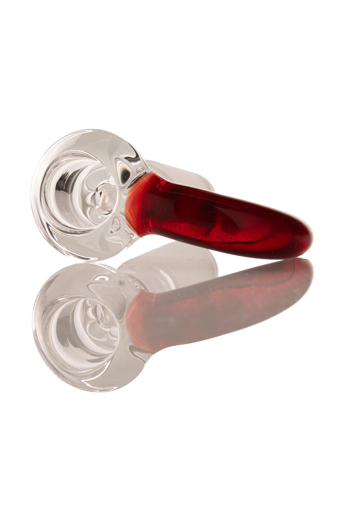 Green Belt Glass - 18mm 4 Hole Clear Slide W/ Colour Horn - Light Ruby