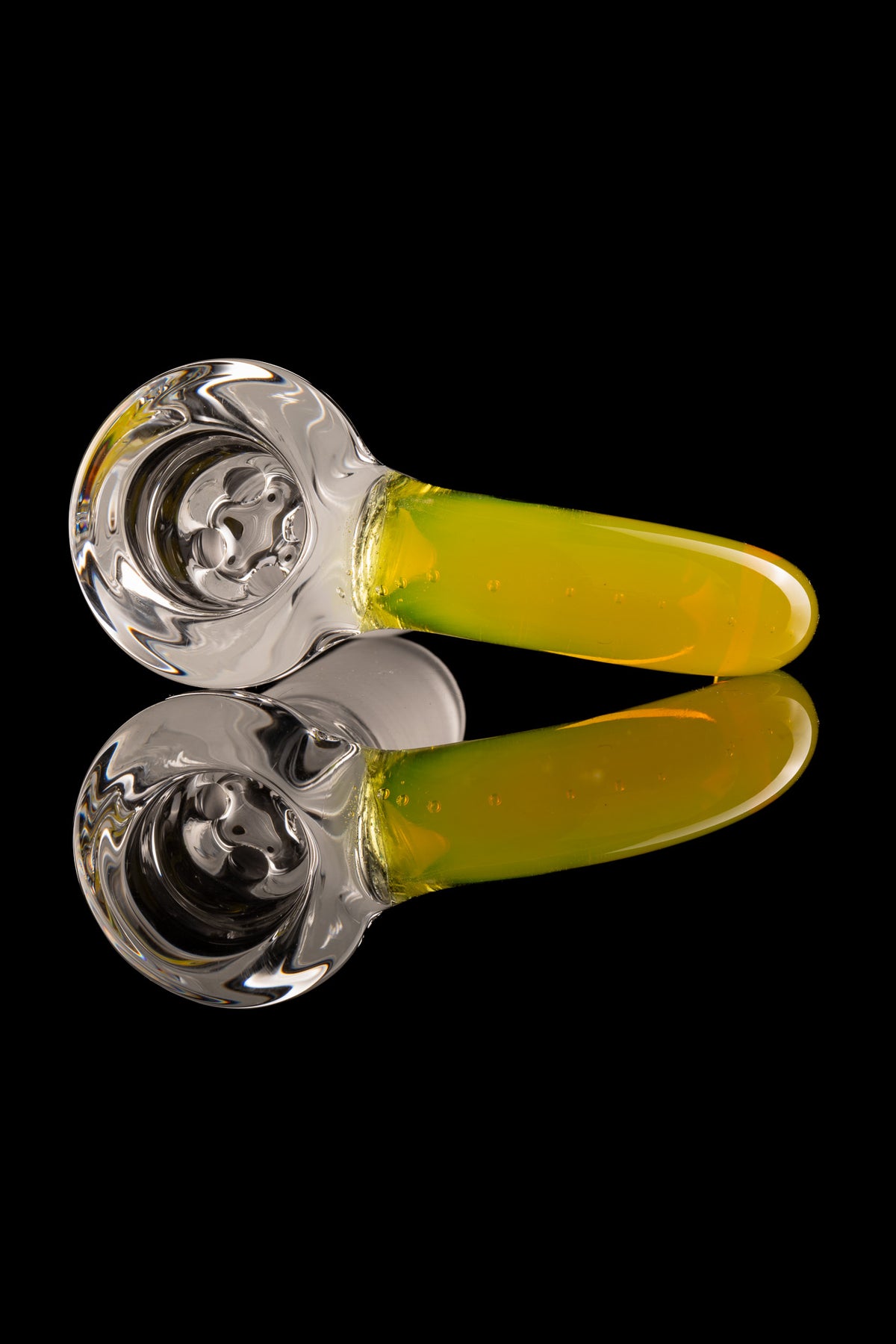 Green Belt Glass - 18mm 4 Hole Clear Slide W/ Colour Horn - Lemon Drop