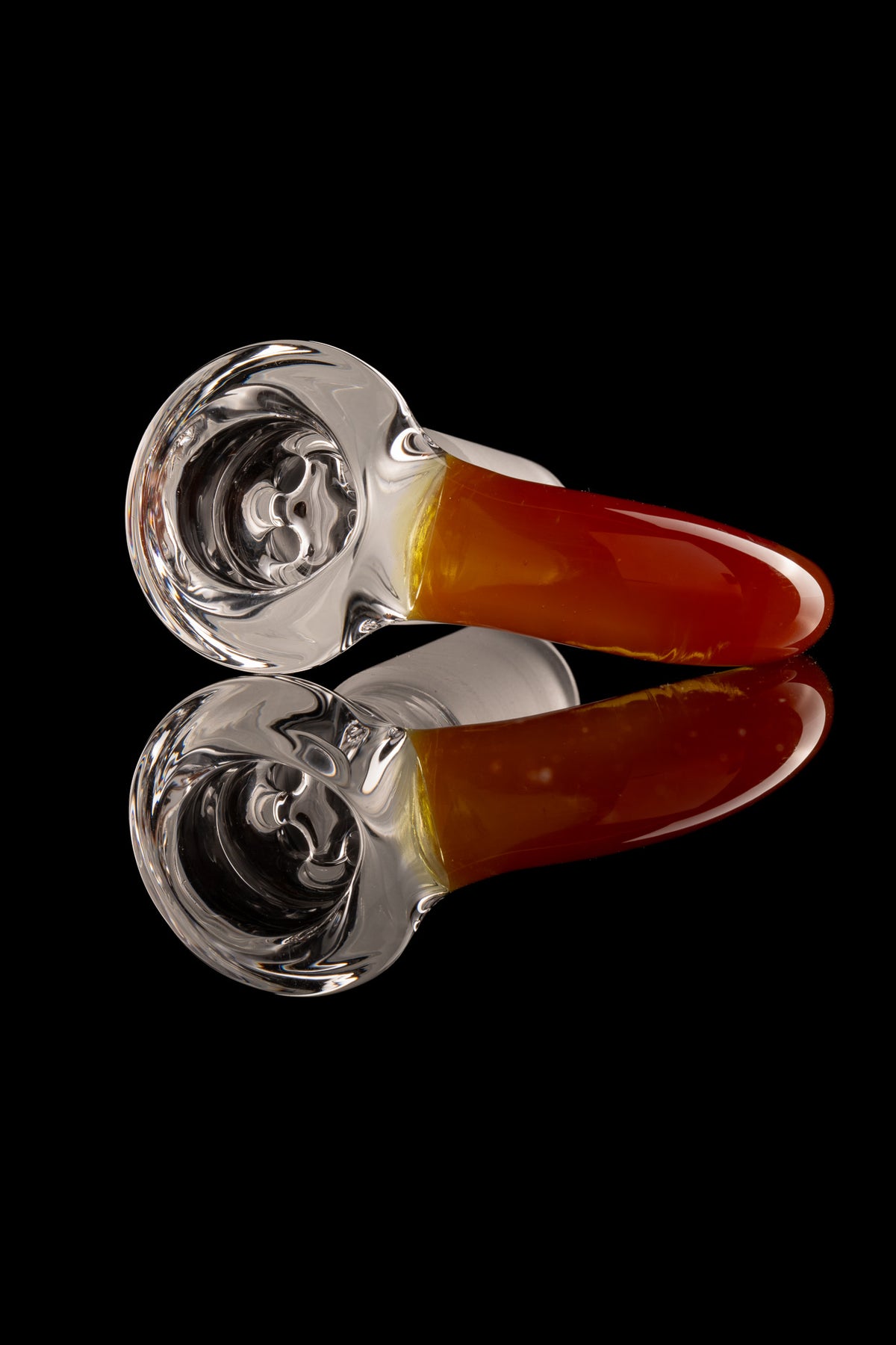Green Belt Glass - 18mm 4 Hole Clear Slide W/ Colour Horn - Orange Shades