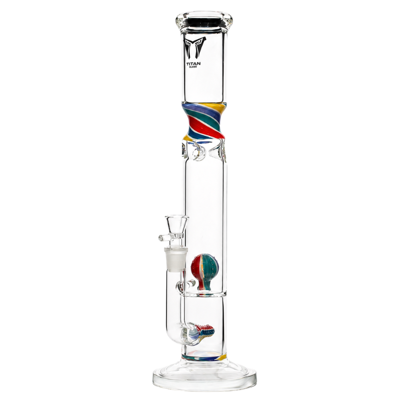 Titan Glass - Spiral Accented Stemline to Ball Perc Straight Tube