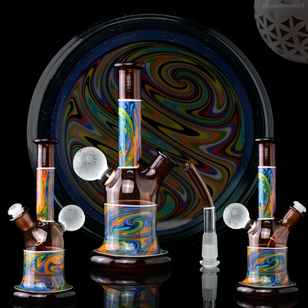 Thill Glassworks - Rainbow Wig Wag Mini Tube W/ Caved Marble