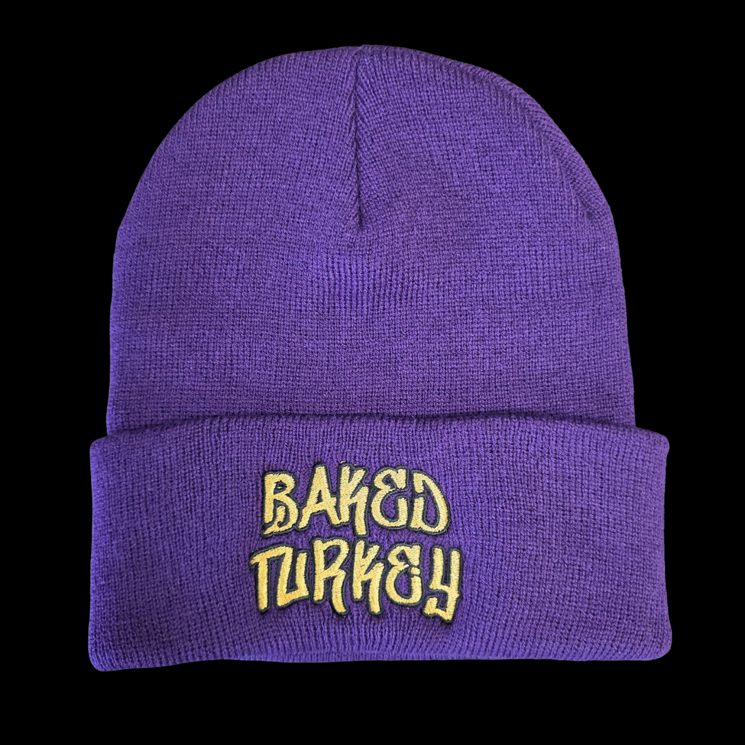 Baked Goods - Beanie - Purple W/ Yellow Hand Style Logo