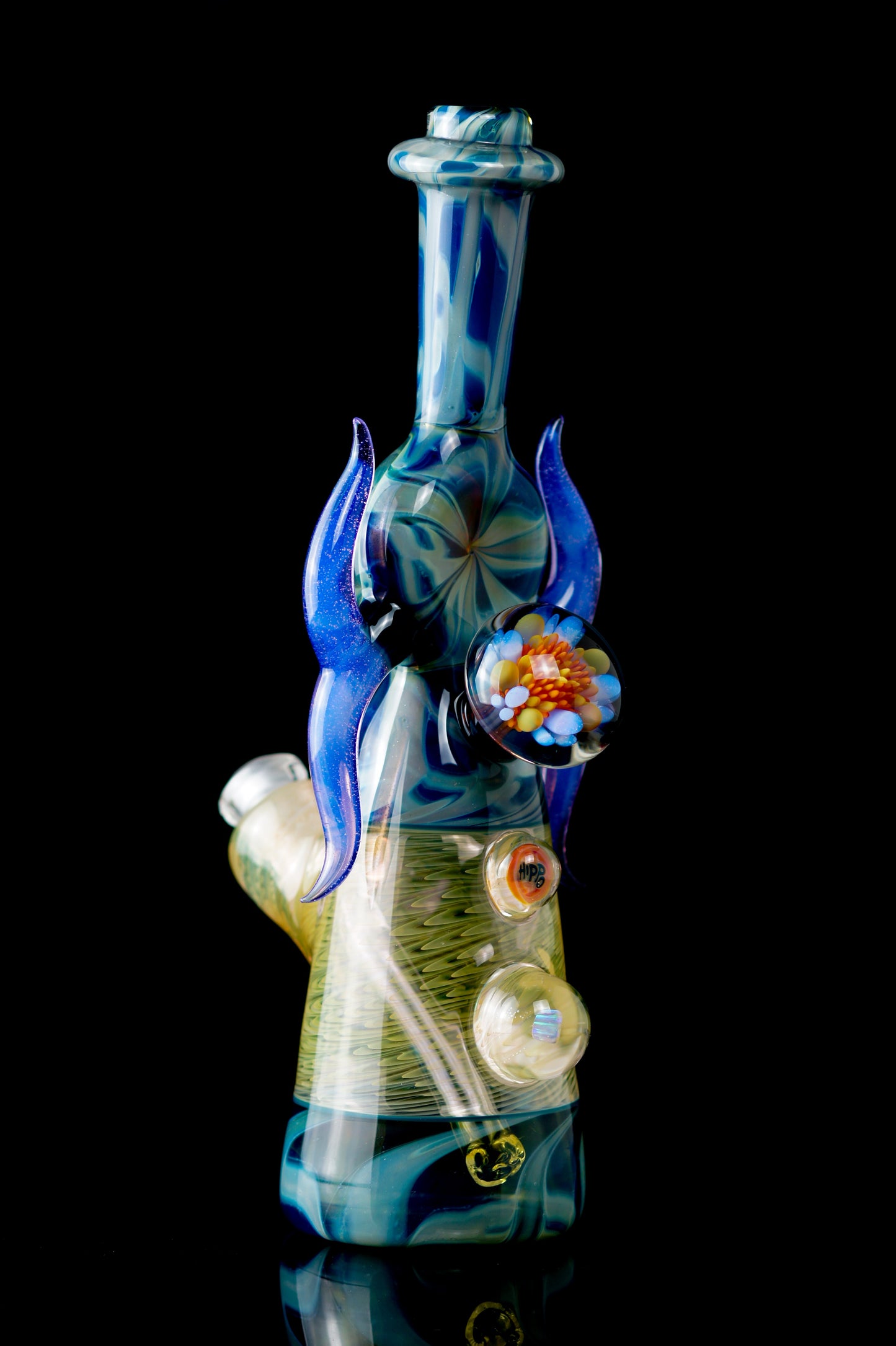 Hippo Glass - Neo Opal & Turquesa Raked Fume Mini Tube