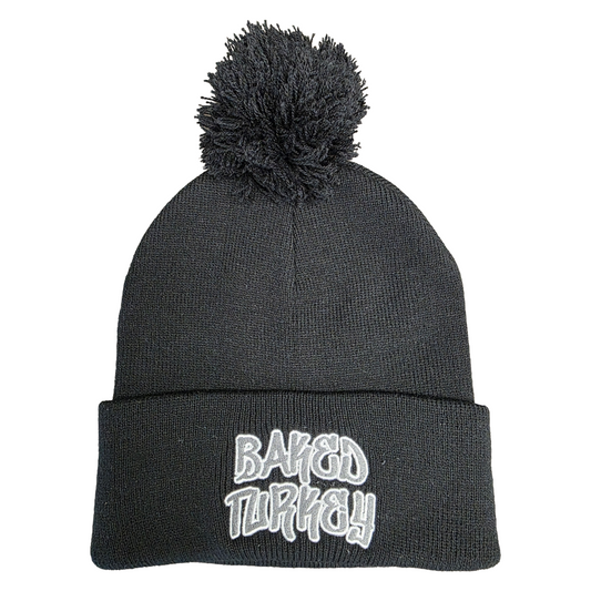 Baked Goods - Beanie - Black Pom Pom W/ Hand Style Logo