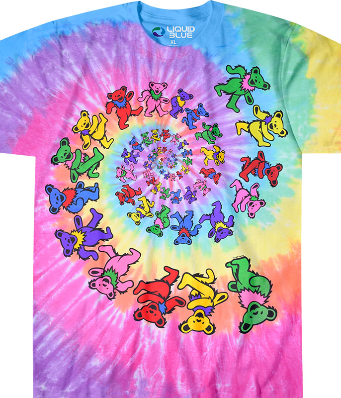 Liquid Blue - Grateful Dead - Spiral Bears Tie-Dye T-Shirt