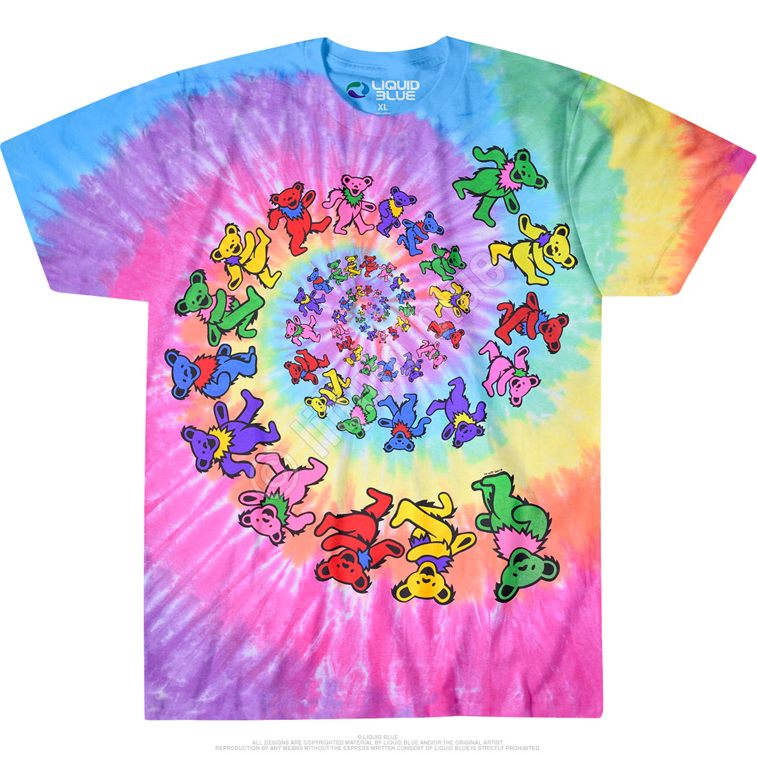 Liquid Blue - Grateful Dead - Spiral Bears Tie-Dye T-Shirt