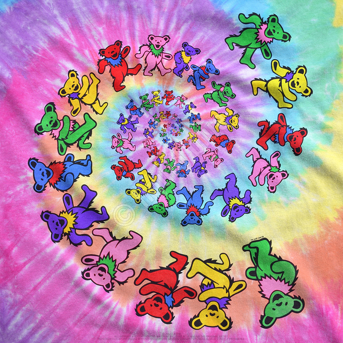 Liquid Blue - Grateful Dead - Spiral Bears Tie-Dye T-Shirt