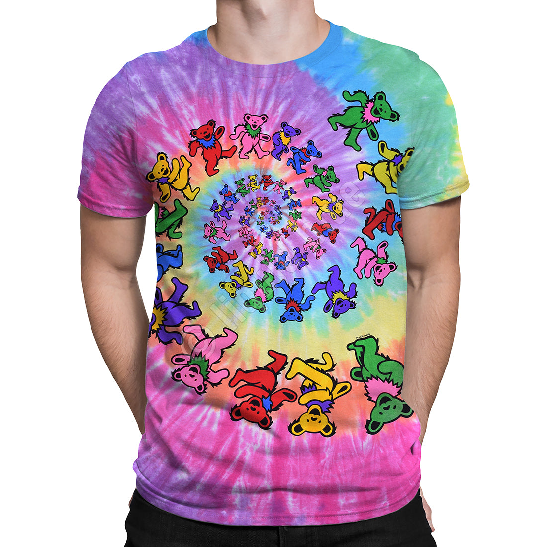 Liquid Blue - Grateful Dead - Spiral Bears Tie-Dye T-Shirt