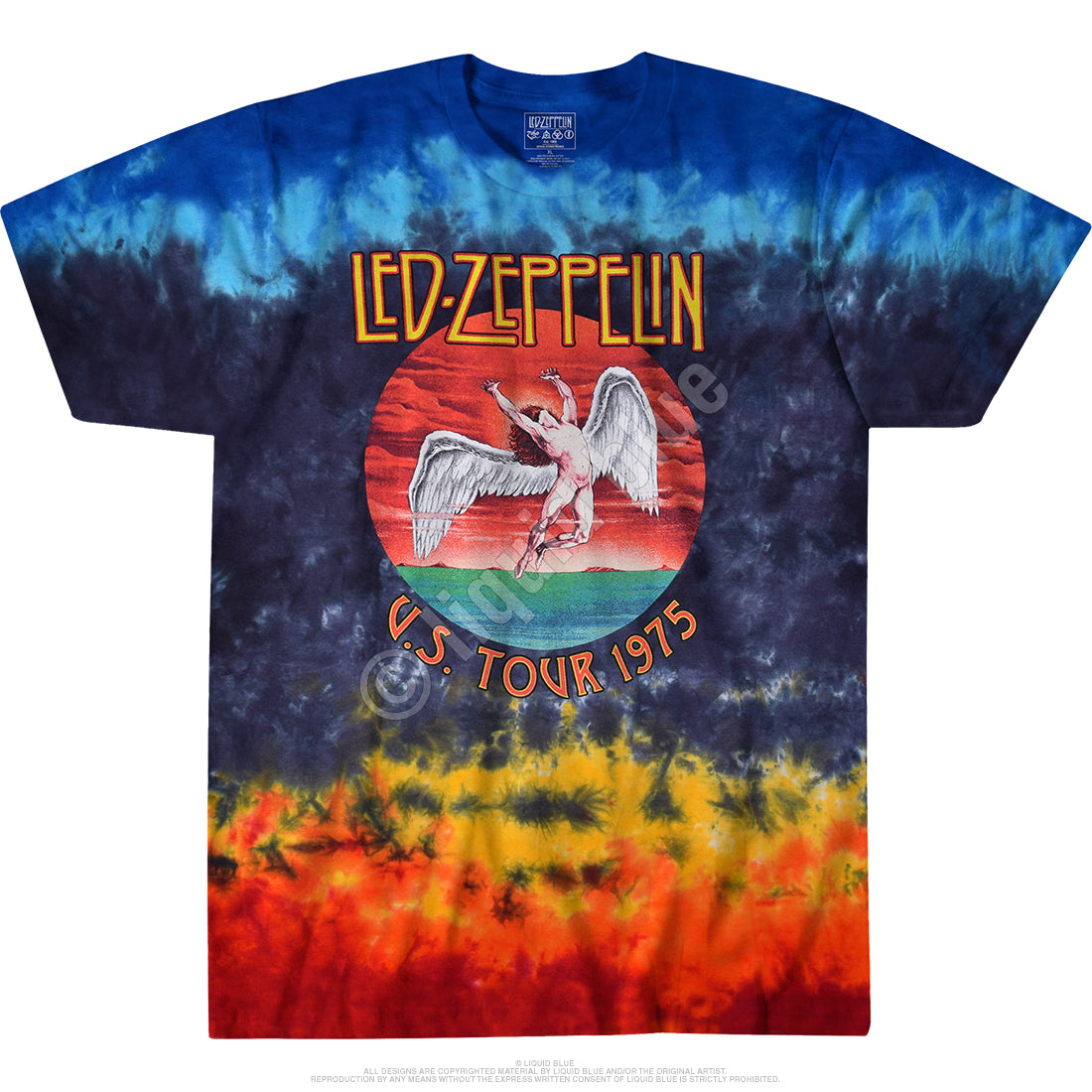 Liquid Blue - Led Zeppelin - Icarus 1975 Tie-Dye T-Shirt