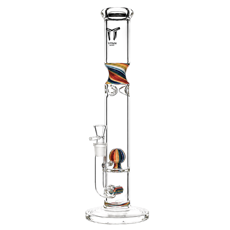 Titan Glass - Spiral Accented Stemline to Ball Perc Straight Tube