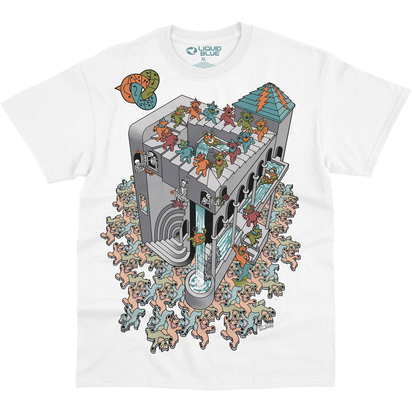Liquid Blue - Grateful Dead - Stair Bears White T-Shirt