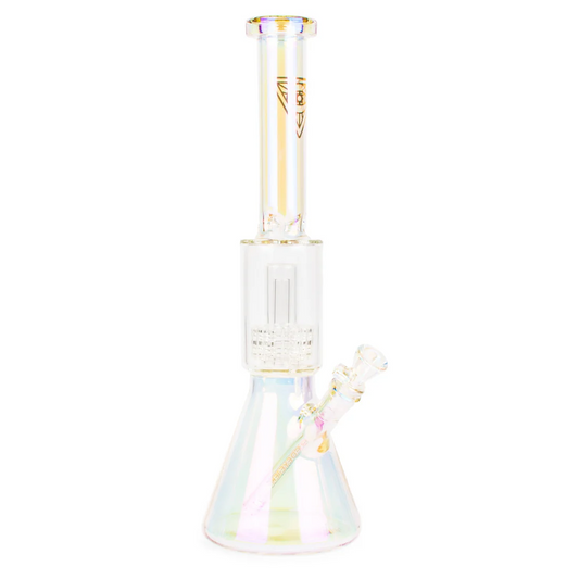 Red Eye Tek - 16" Tall Rainbow Metallic Terminator Finish Dual Chamber Beaker Tube W/Matrix Perc