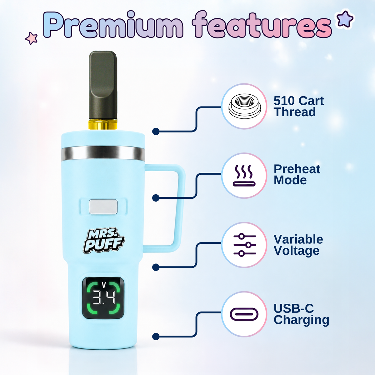 Smyle - Cup Cart 510 Battery by Mrs. Puff