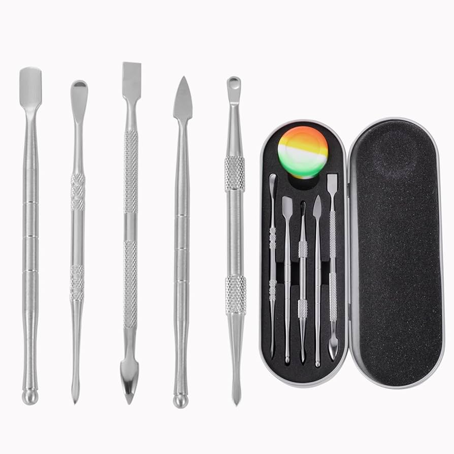 5 Piece Stainless Dab Tool Set w/Silione Jar