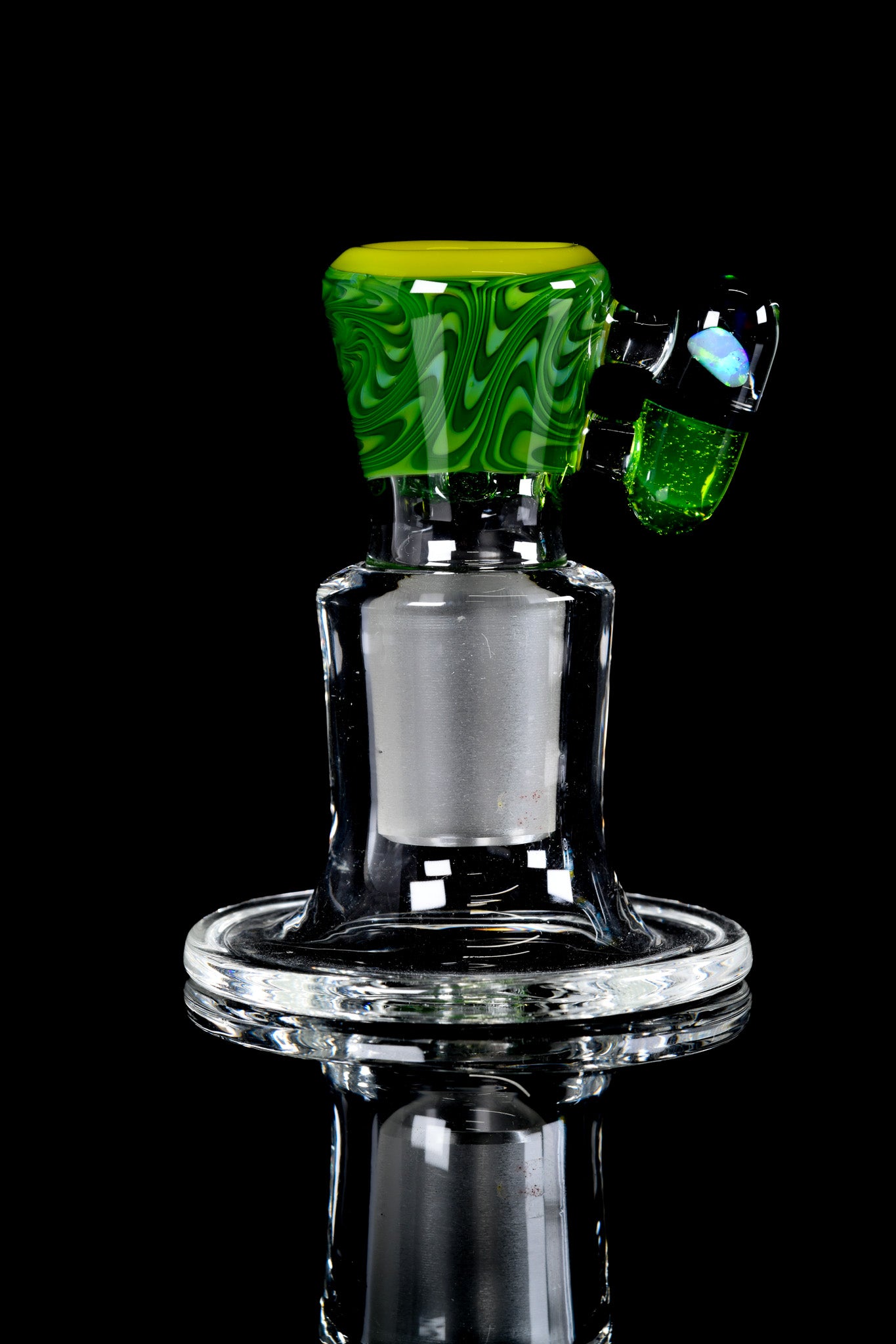 Eckardt Glass - 18mm 5 Hole Green Chill Pill Slide - 3