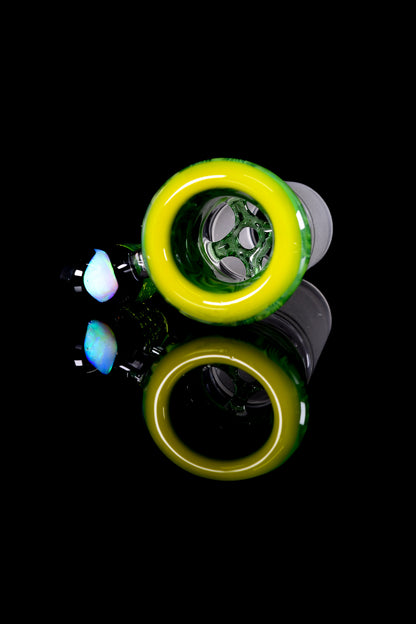 Eckardt Glass - 18mm 5 Hole Green Chill Pill Slide - 3