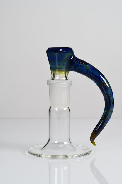 Asu Glass - 18mm 3 Hole Horn Slide - Dark Blue Amber Purple