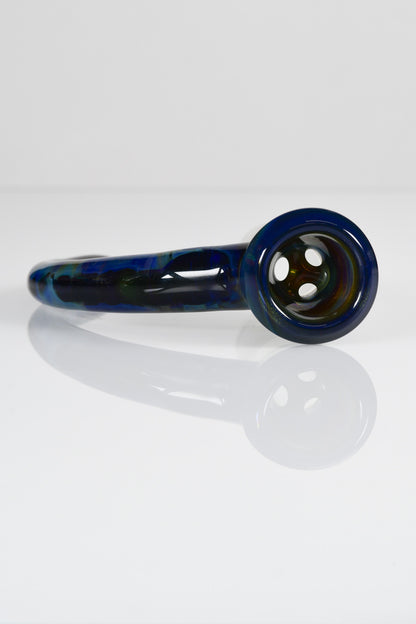 Asu Glass - 18mm 3 Hole Horn Slide - Dark Blue Amber Purple