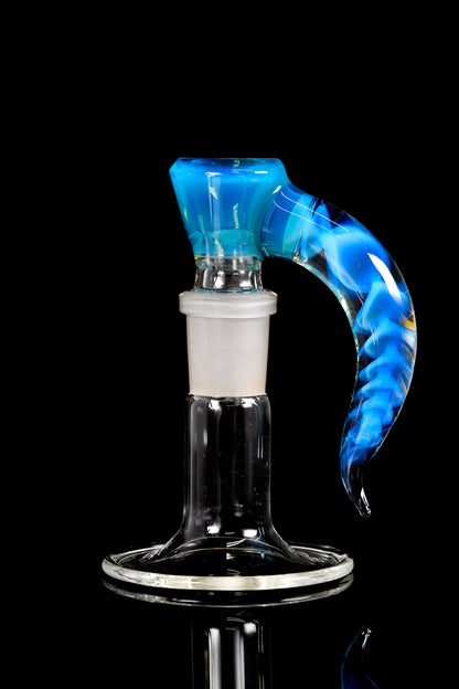 Asu Glass - 18mm 3 Hole Cane Horn Slide - Marina