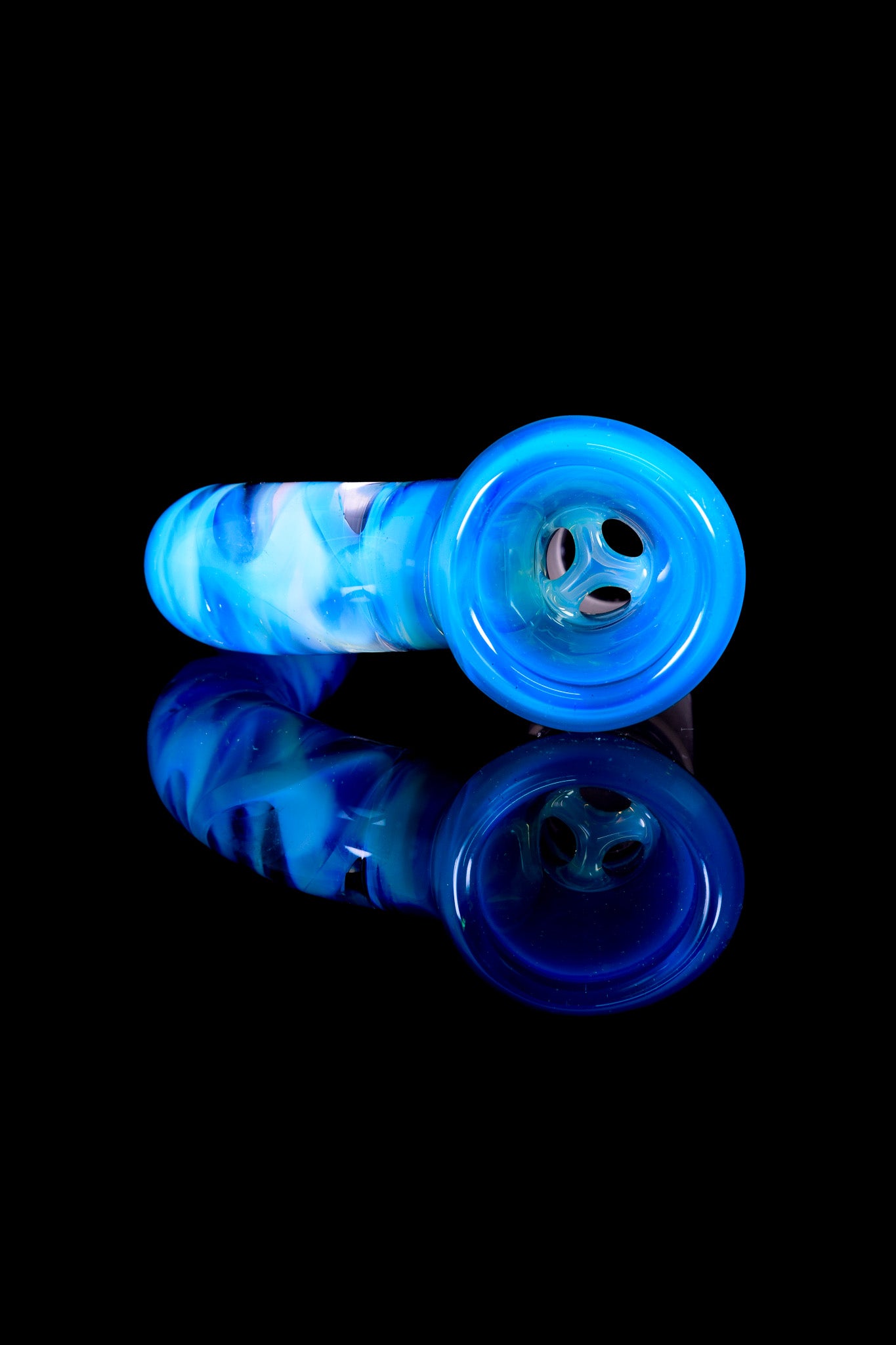 Asu Glass - 18mm 3 Hole Cane Horn Slide - Marina