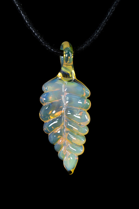 Kitty Meow Glass - Leaf Pendant - NS Yellow