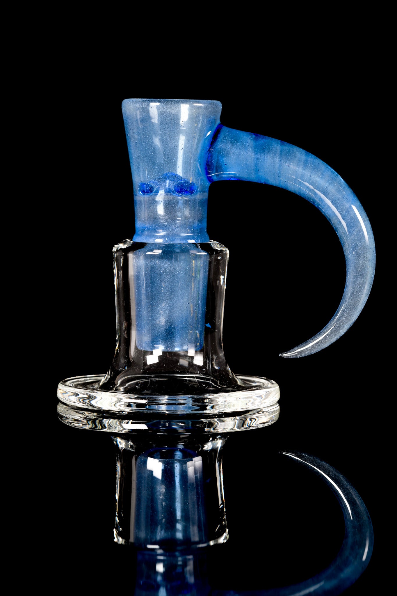 Ure Glass - 18mm 4 Hole Horn Full Work Slide - Light Cobalt Over White Satin