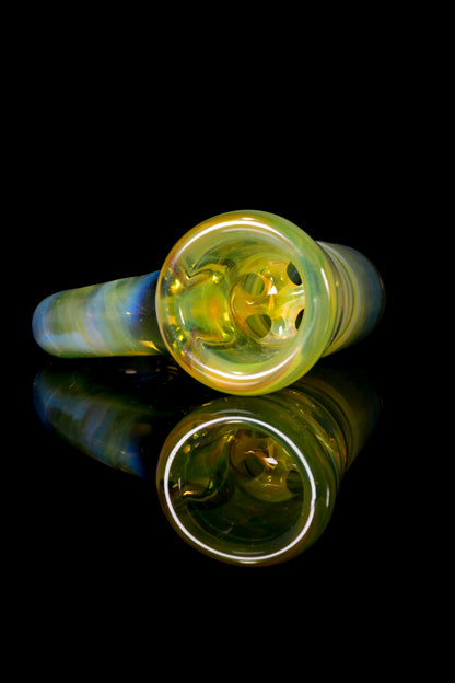 Ure Glass - 18mm 4 Hole Horn Full Work Slide - Ns Yellow/Lichen