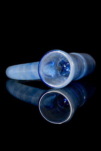 Ure Glass - 18mm 4 Hole Horn Full Work Slide - Light Cobalt Over White Satin